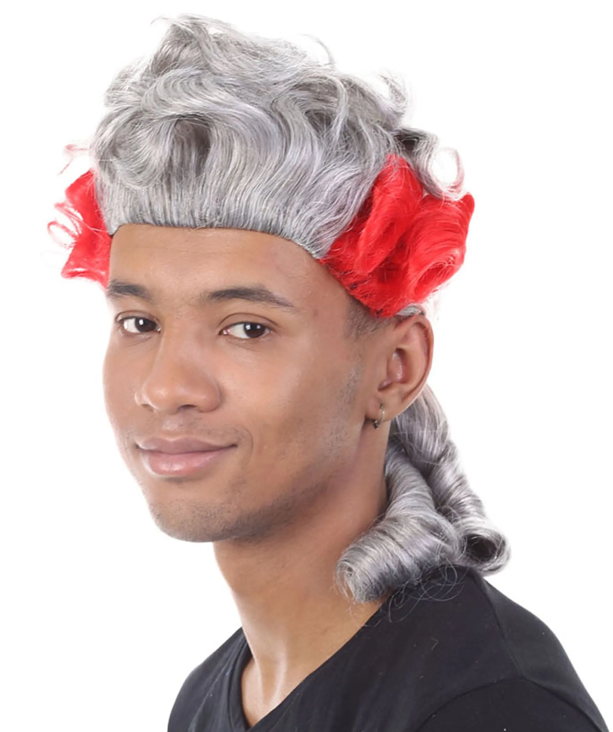 18th Century Wig |  Red & Grey Historical Wig | Premium Breathable Capless Cap