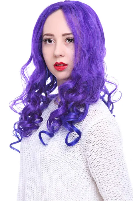 25'' Long purple&peacockblue My Little Pony Natural Wave Women Lace Front Wigs