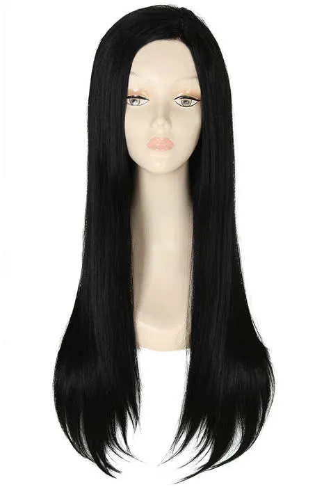 26 inch Long Natural Black Straight Invisible Part Lace wig