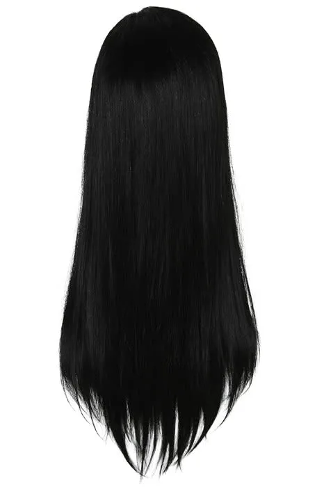 26 inch Long Natural Black Straight Invisible Part Lace wig