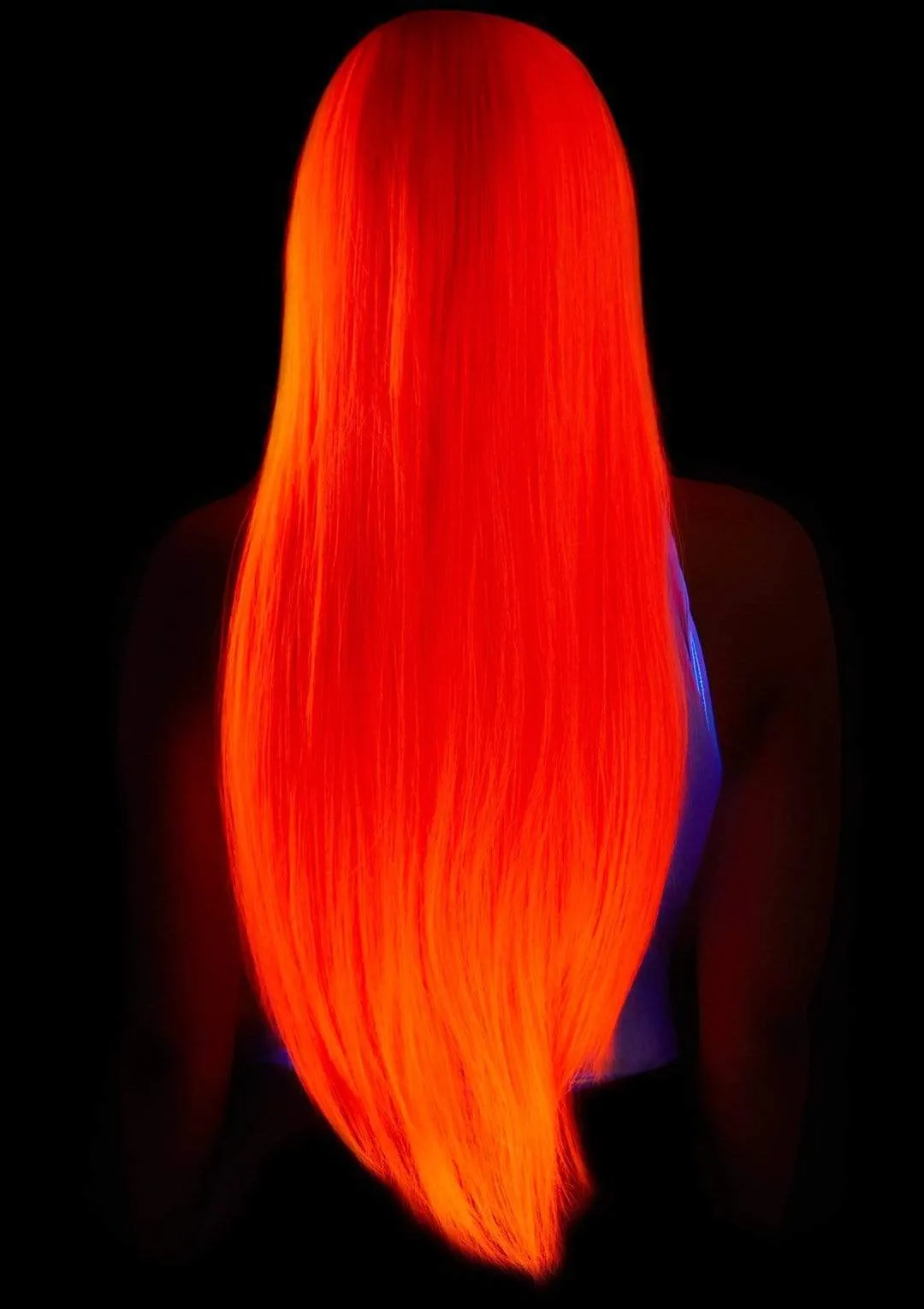 33" Long Straight Center Part Wig - Neon Pink