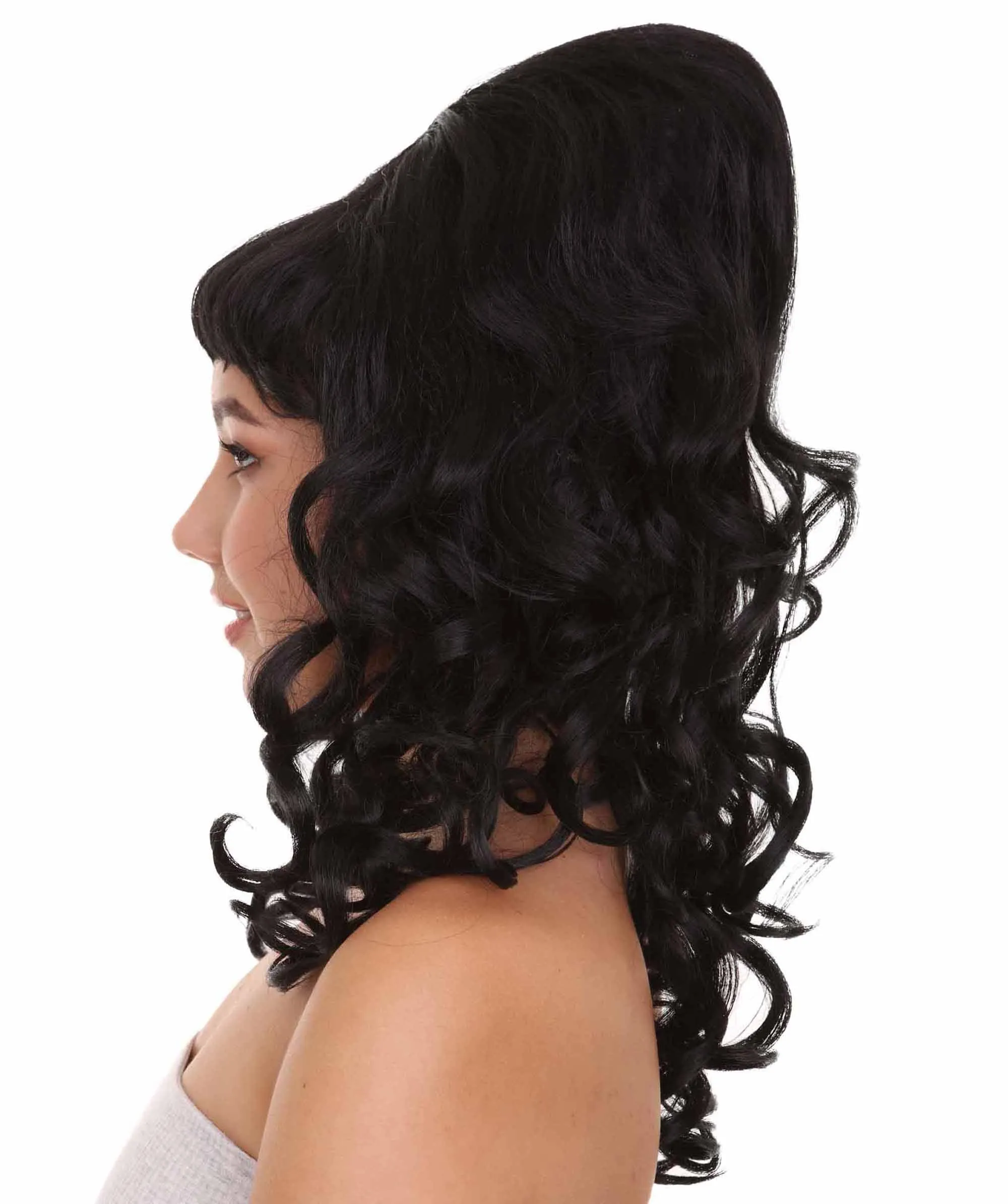 60's Curly Beehive Womens Wig | Black Vintage Wig | Premium Breathable Capless Cap