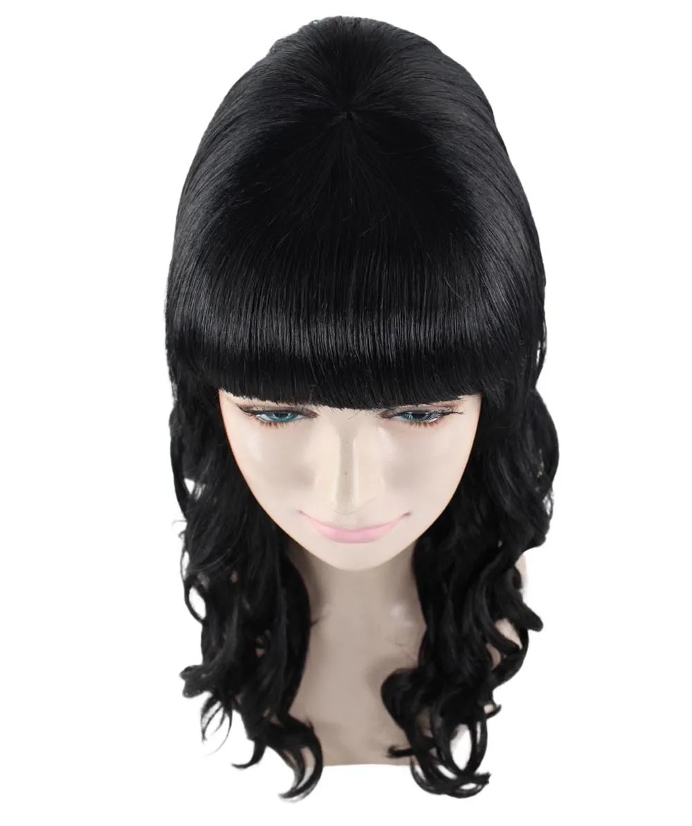 60's Curly Beehive Womens Wig | Black Vintage Wig | Premium Breathable Capless Cap