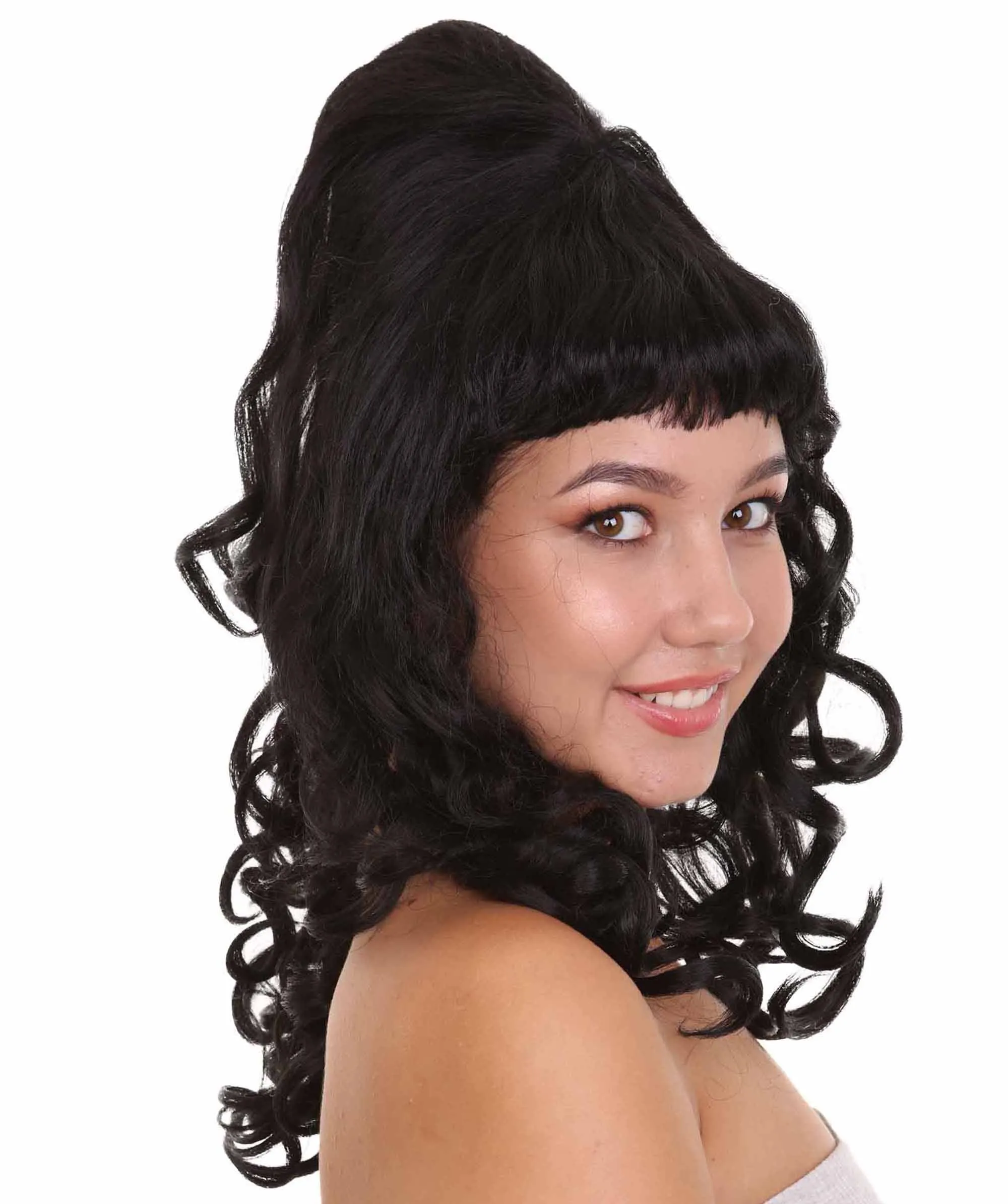 60's Curly Beehive Womens Wig | Black Vintage Wig | Premium Breathable Capless Cap