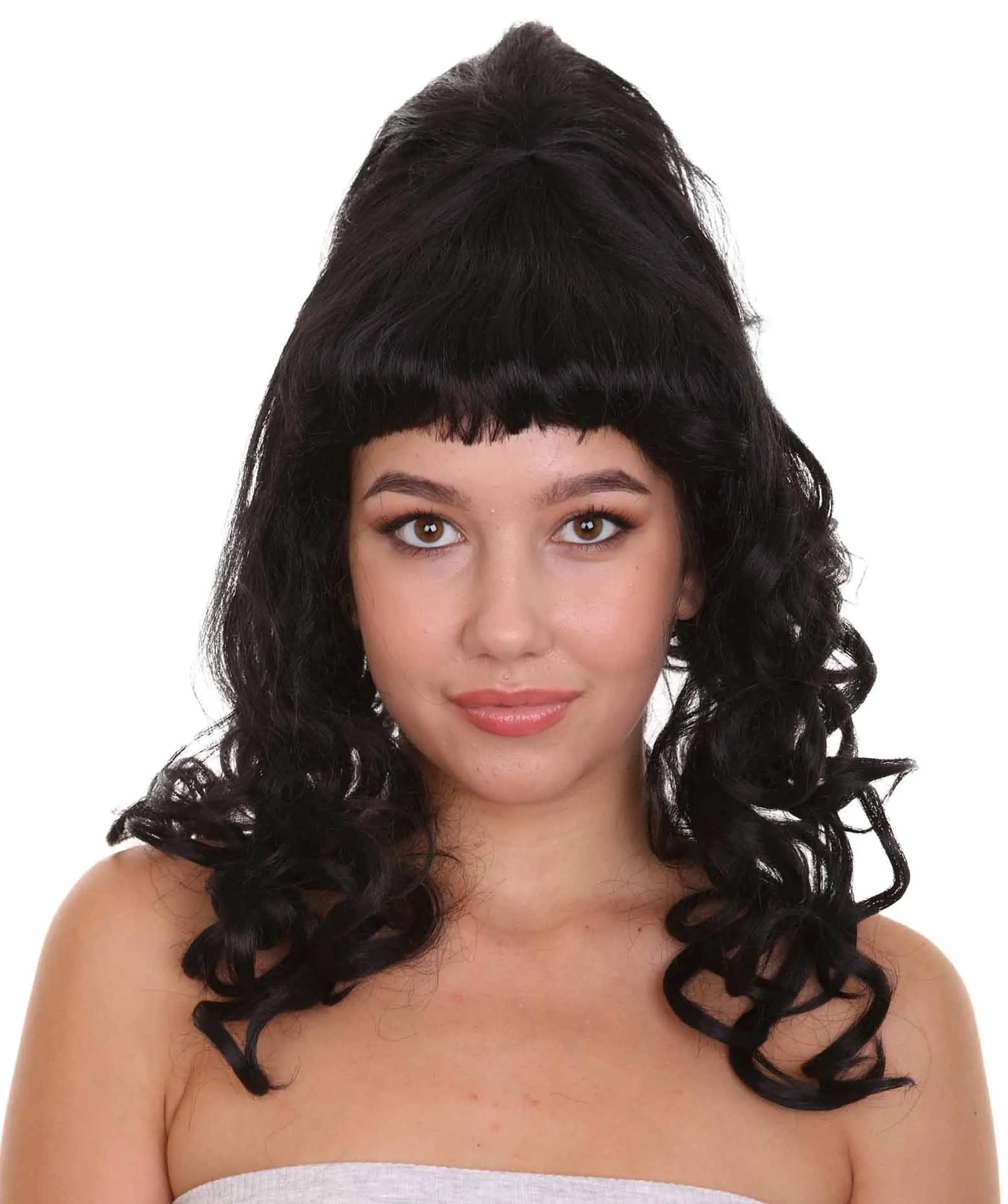 60's Curly Beehive Womens Wig | Black Vintage Wig | Premium Breathable Capless Cap
