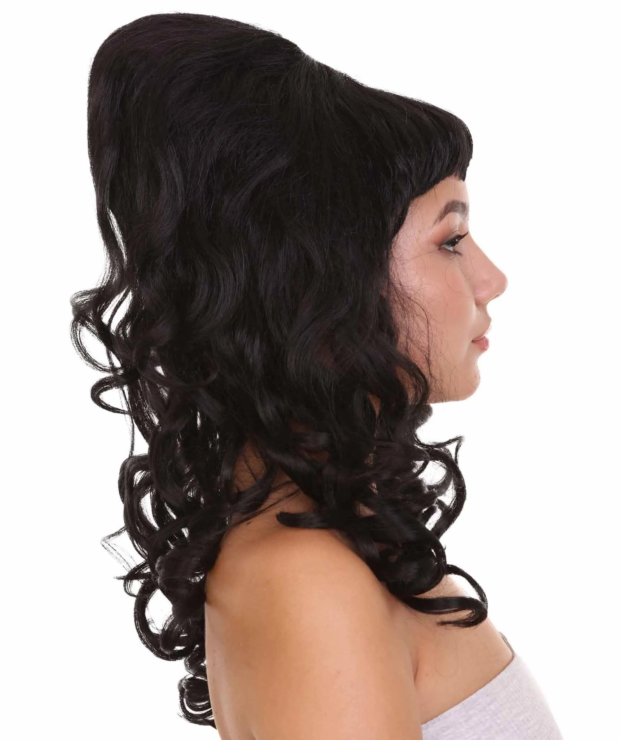 60's Curly Beehive Womens Wig | Black Vintage Wig | Premium Breathable Capless Cap