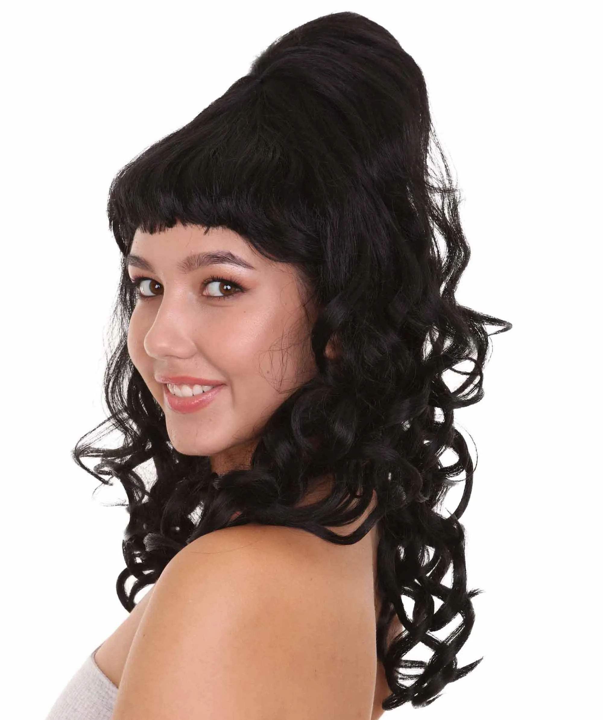 60's Curly Beehive Womens Wig | Black Vintage Wig | Premium Breathable Capless Cap