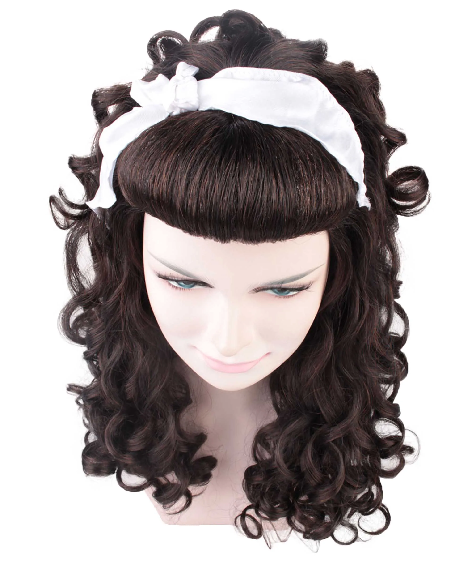 60's Homemaker Womens Wig | Dark Brown Vintage Wig | Premium Breathable Capless Cap