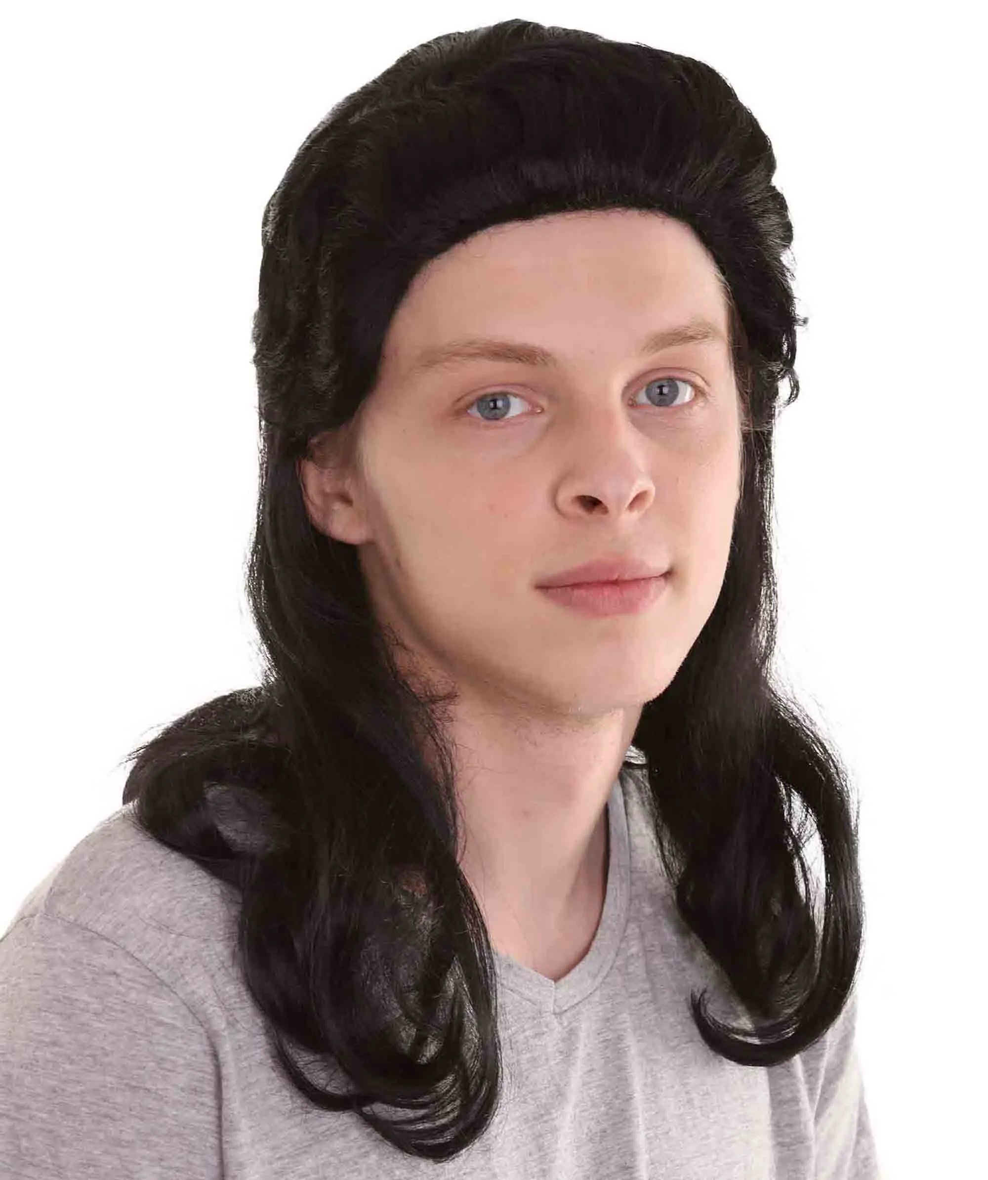 80's Mullet Black Wig | Retro Halloween Wig | Premium Breathable Capless Cap