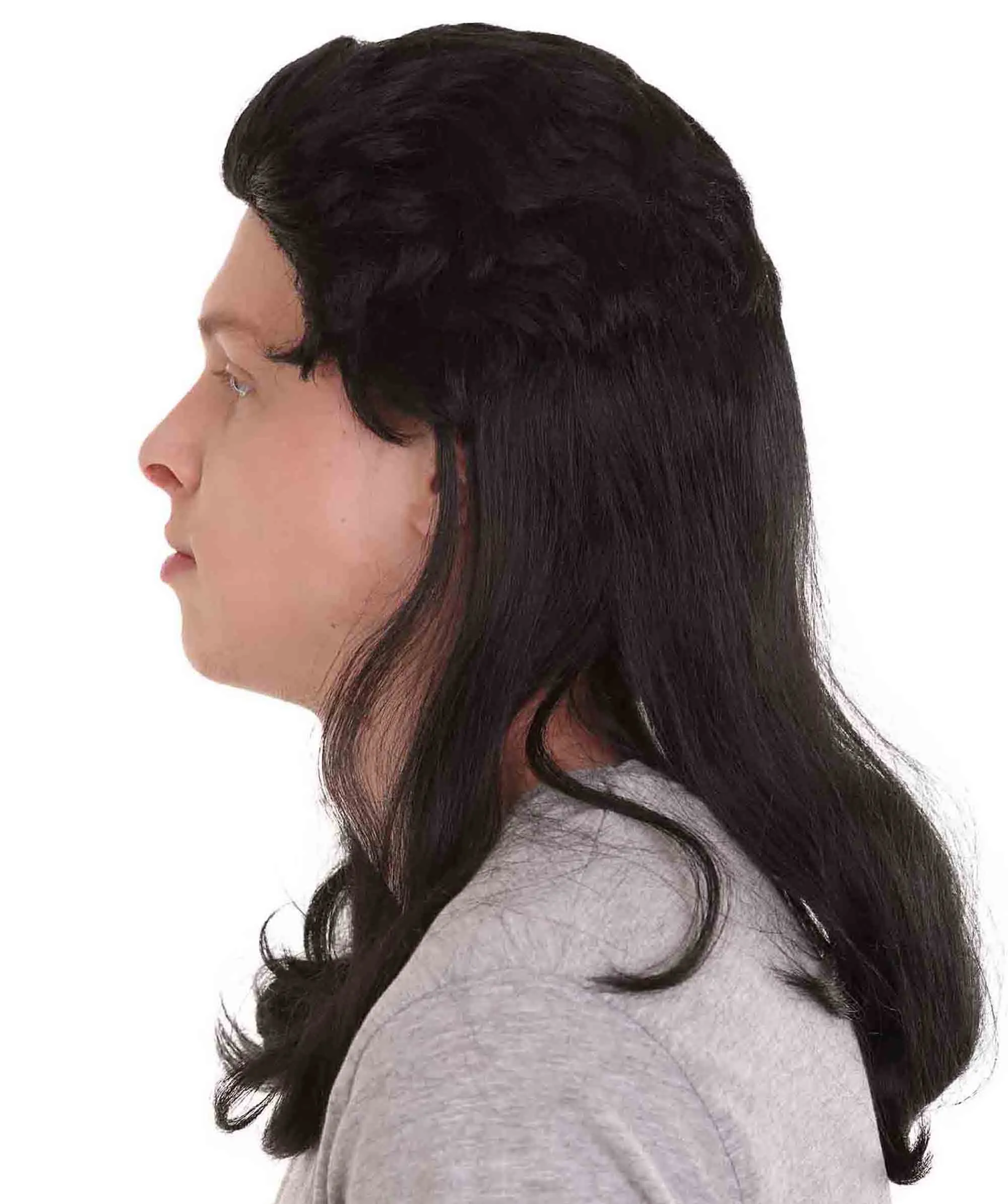 80's Mullet Black Wig | Retro Halloween Wig | Premium Breathable Capless Cap