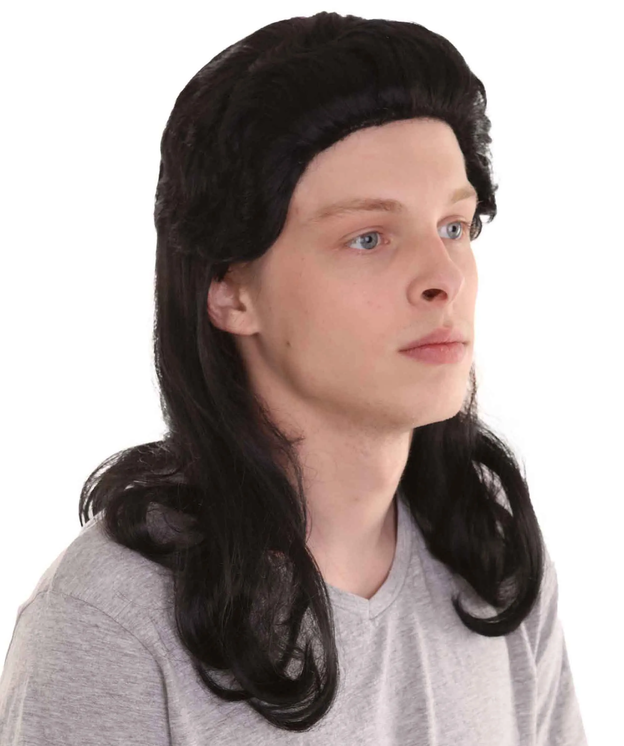 80's Mullet Black Wig | Retro Halloween Wig | Premium Breathable Capless Cap