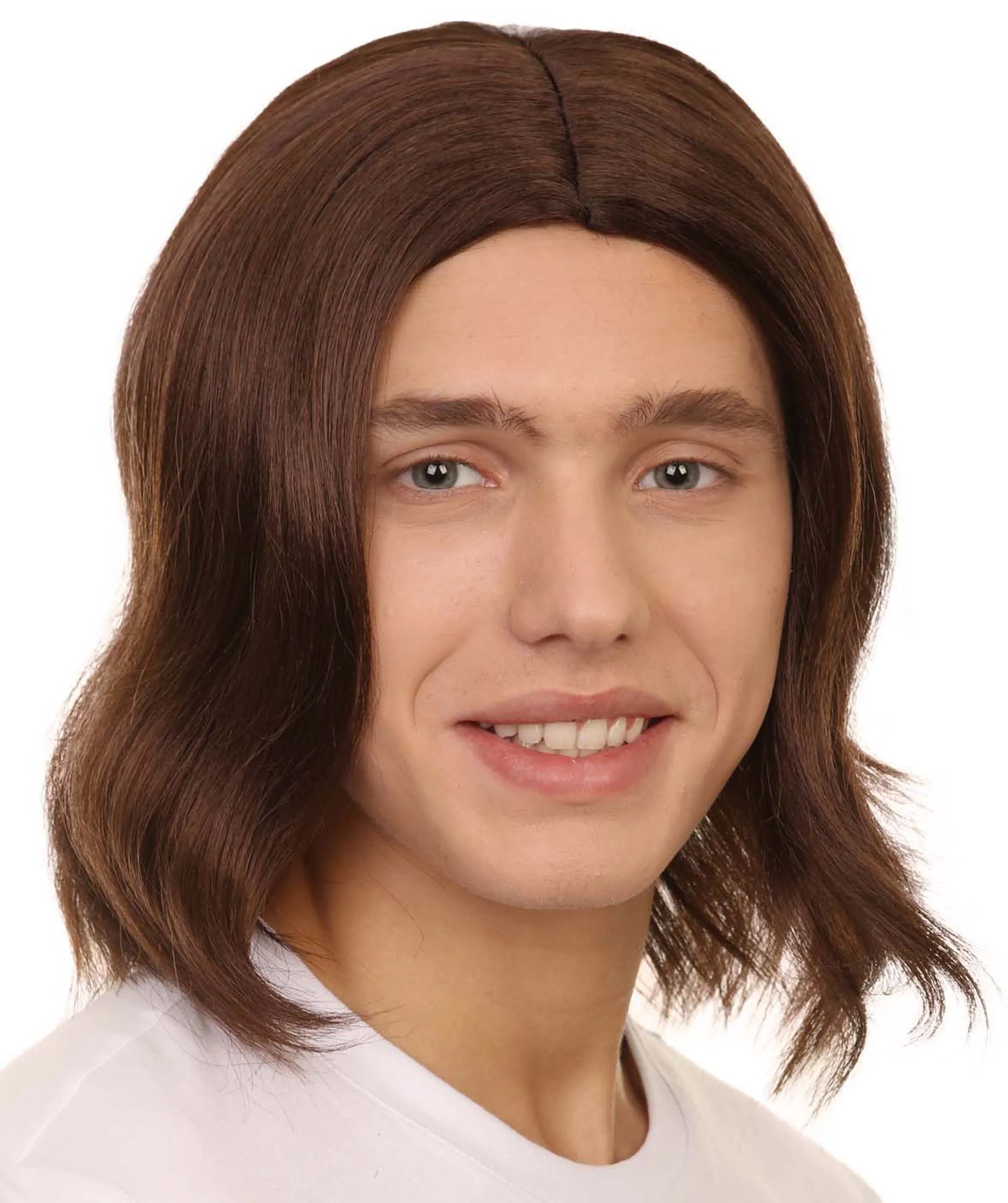 Adult Men's 12.5" Inch Medium Length Halloween Cosplay Robotic Rockerboy Costume Wig, Synthetic Soft Fiber Hair, Perfect for your next Festival and Group Anime Party! | HPO