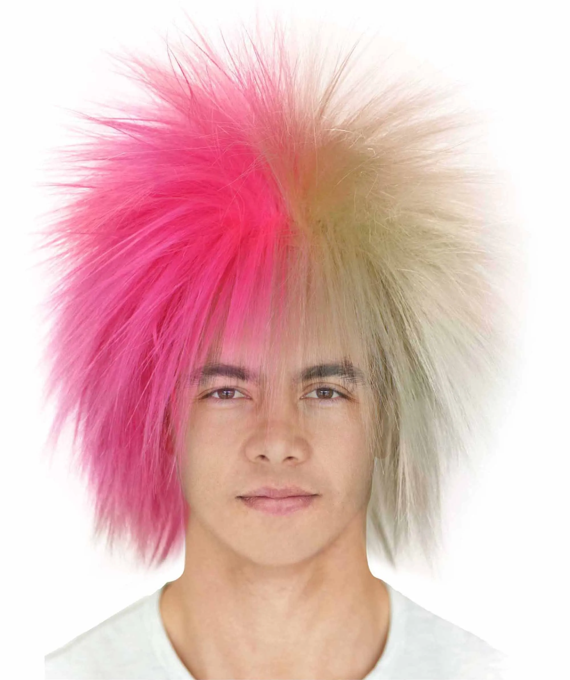 Adult Men's 80’s Rock Style Multi Color Options Wig, Synthetic Soft Fiber Hair, Perfect for your next Festival and Group Anime Party!