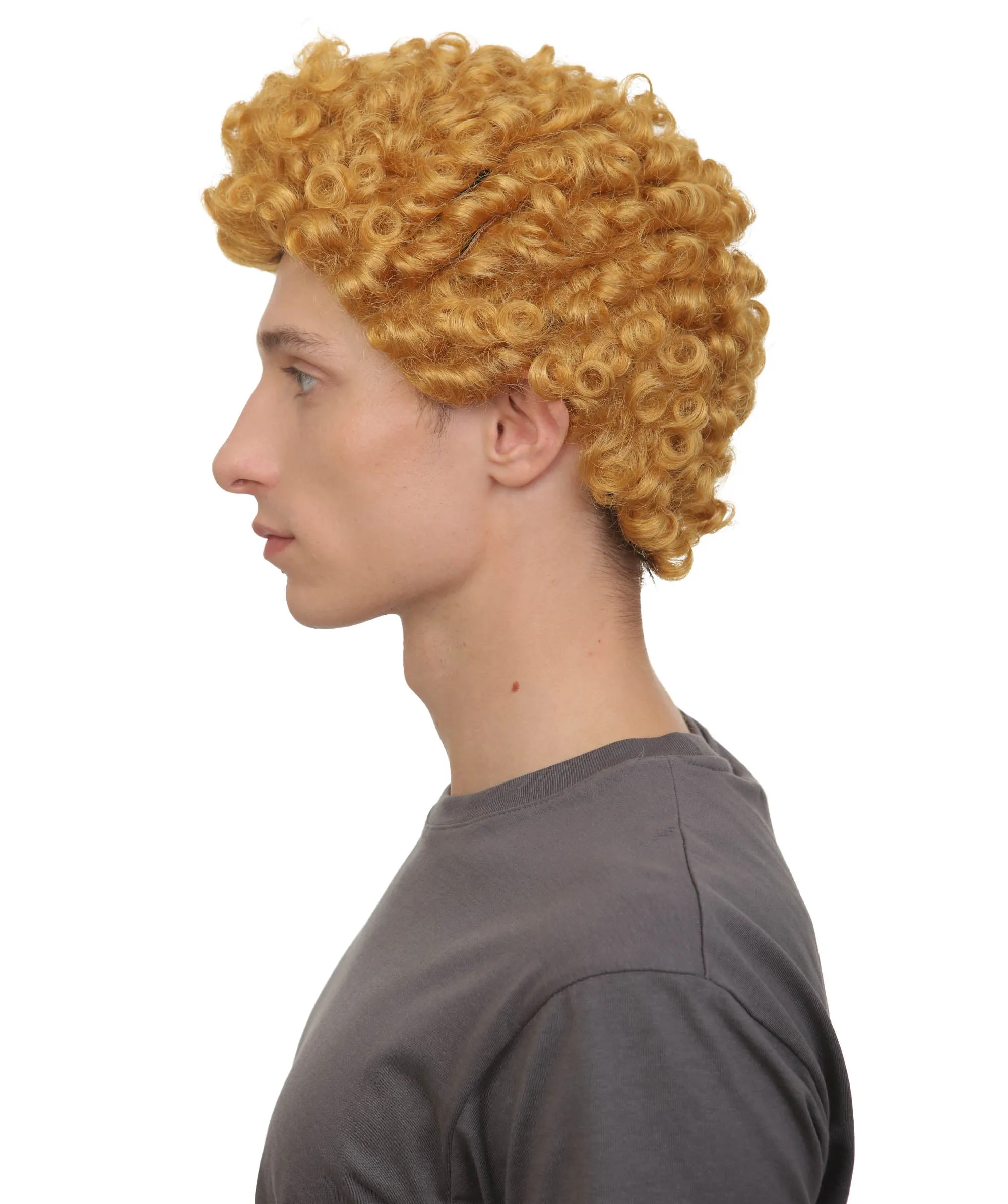 Adult Men’s Animated Cartoon Sea Monster Movie Bully Friend Golden Brown Wig | Flame-retardant Synthetic Fiber