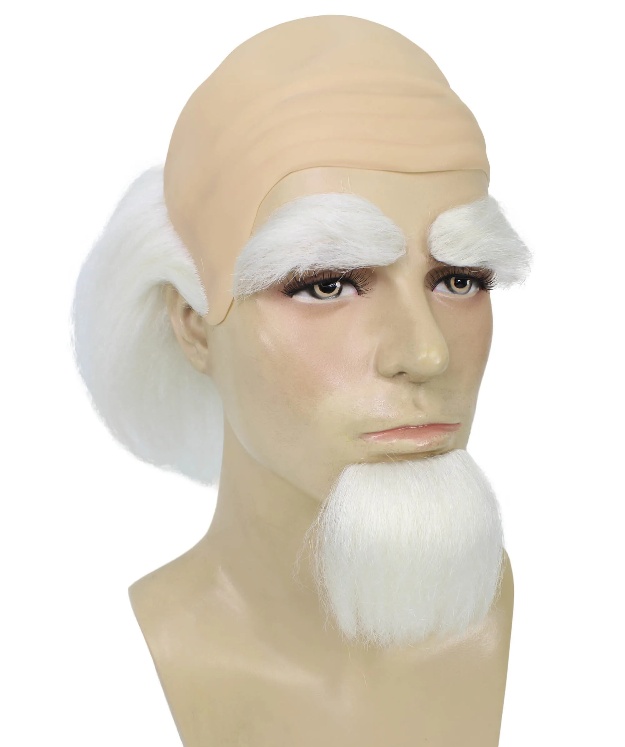 Adult Men’s Animated Fairy Tale Movie Bookseller  White Wig Beard and Eyebrows | Perfect for Halloween | Flame-retardant Synthetic Fiber