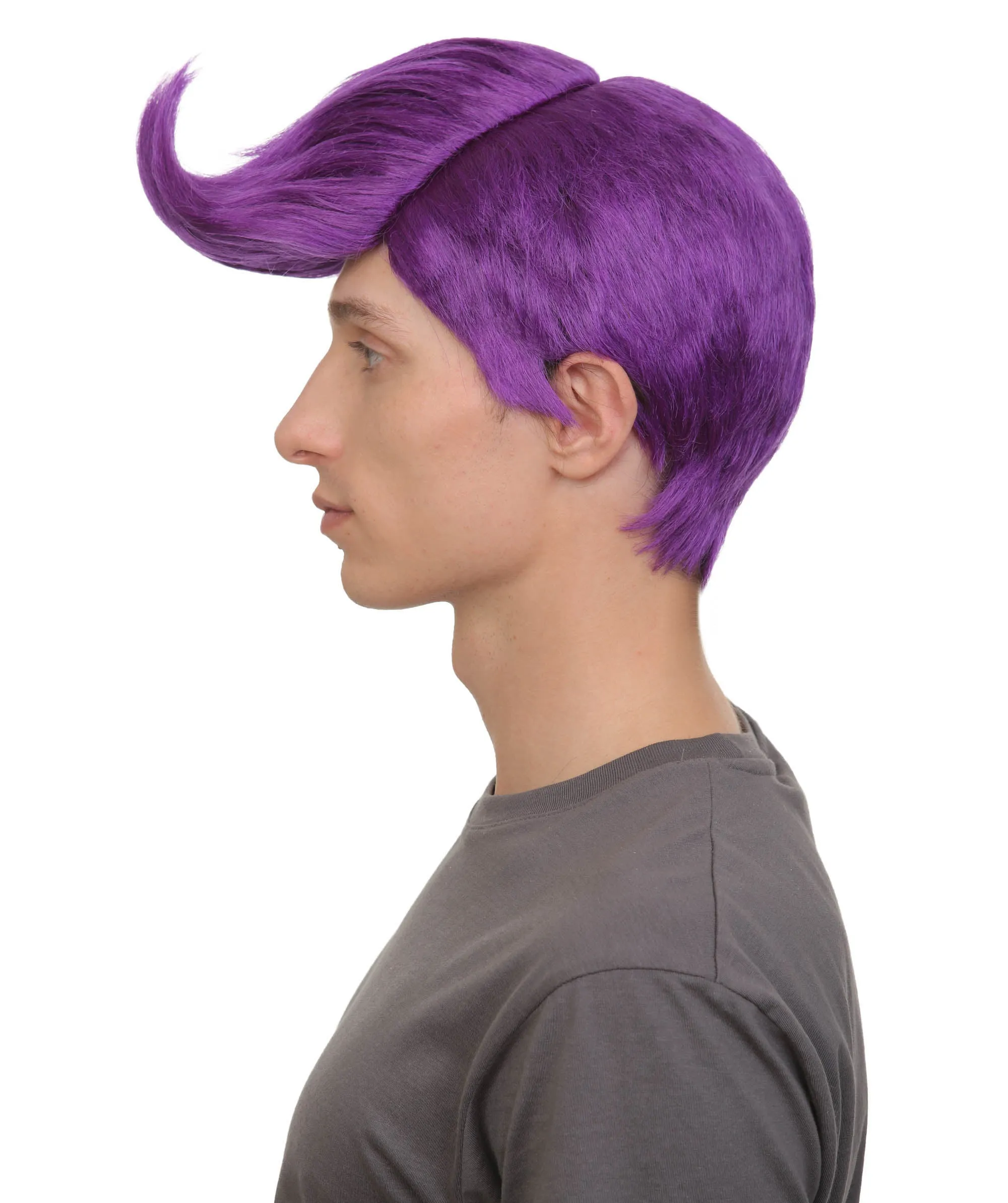 Adult Men’s Animated Movie Wreck Internet Assistant Character Short Purple Wig | Flame-retardant Synthetic Fiber
