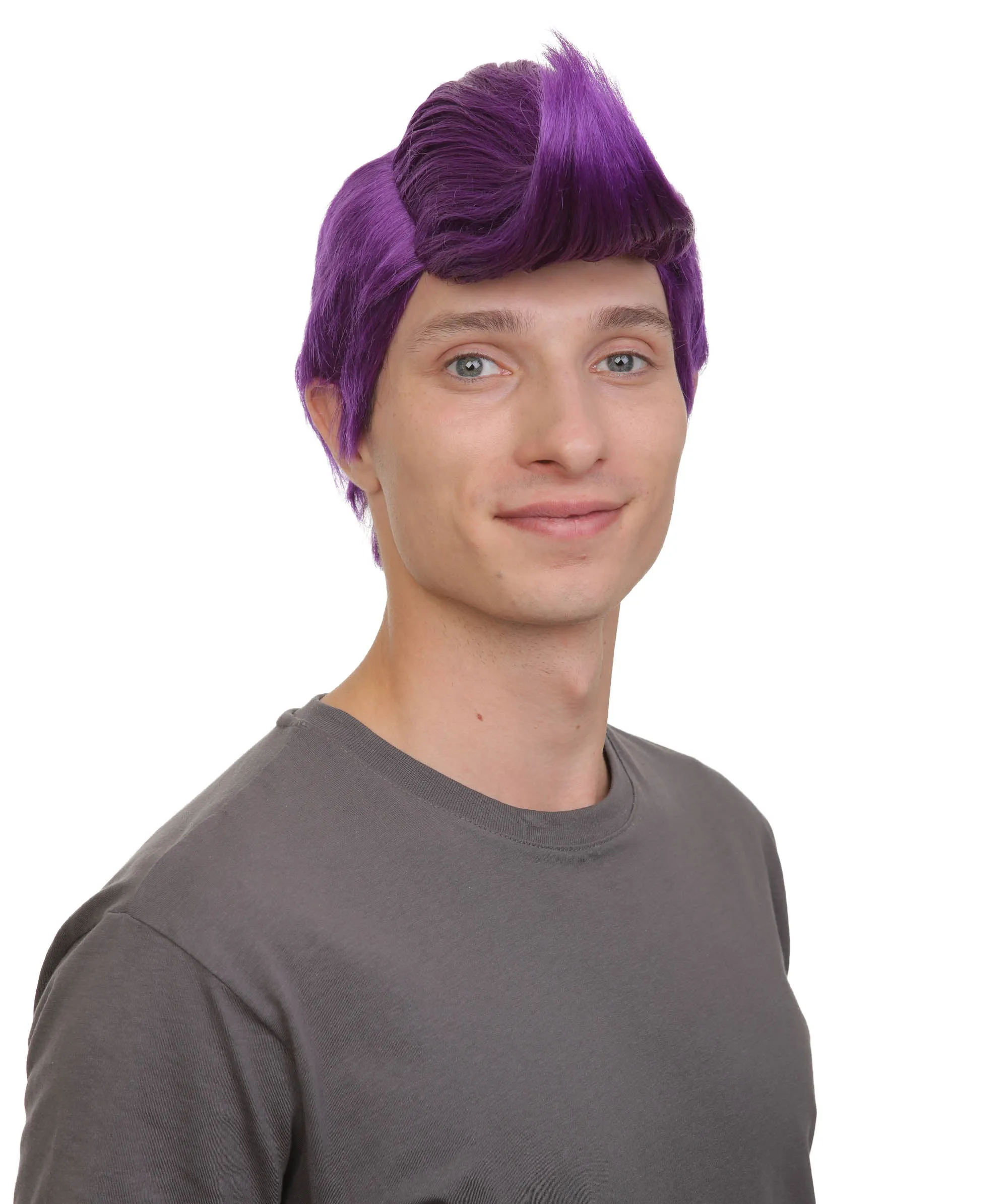 Adult Men’s Animated Movie Wreck Internet Assistant Character Short Purple Wig | Flame-retardant Synthetic Fiber