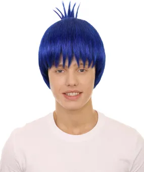 Adult Men’s Anime Chainsaw Guy Blue  Topknot-styled Wig | Perfect for Halloween and Anime-themed Group Parties | Flame-retardant Synthetic Fiber