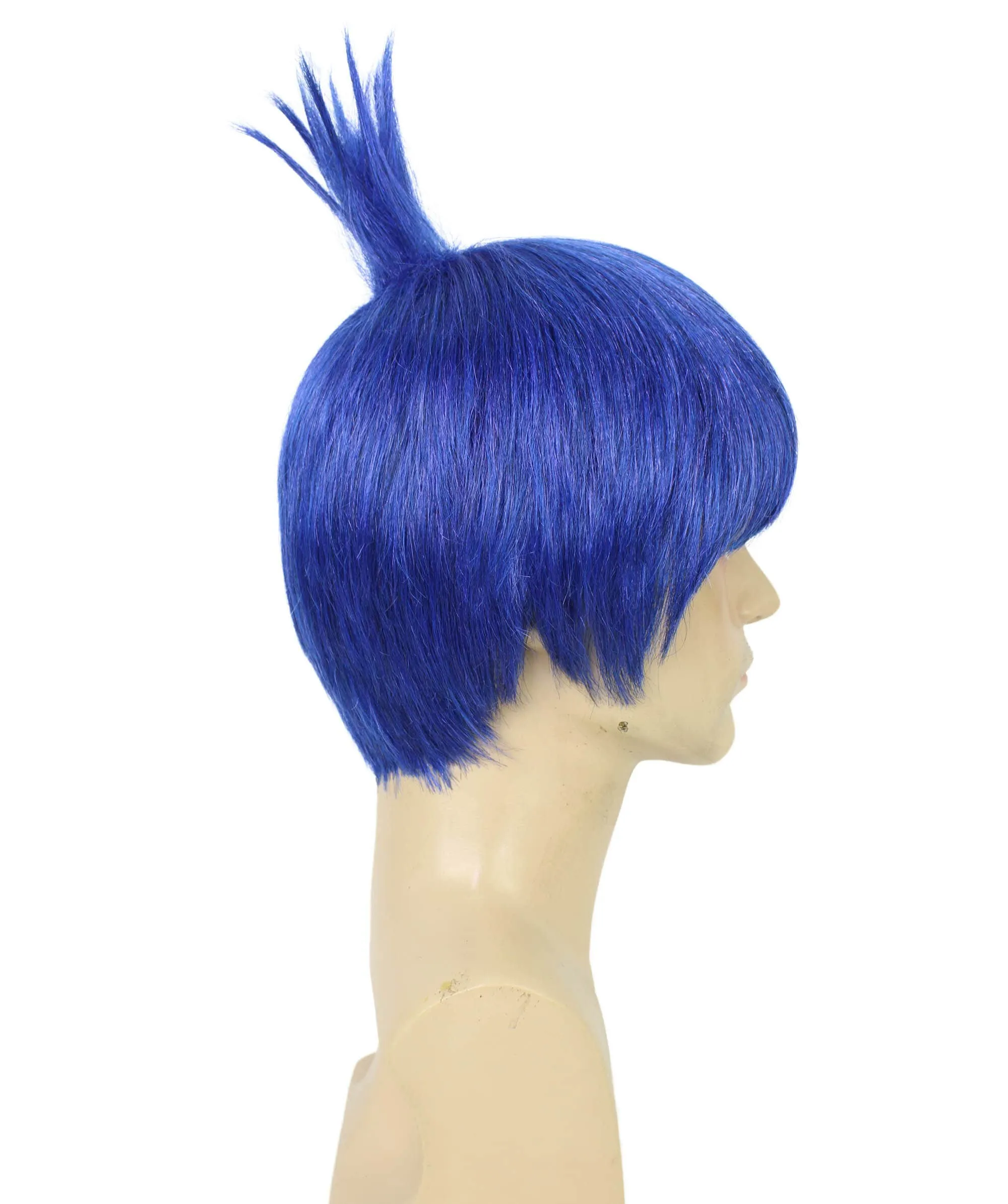 Adult Men’s Anime Chainsaw Guy Blue  Topknot-styled Wig | Perfect for Halloween and Anime-themed Group Parties | Flame-retardant Synthetic Fiber