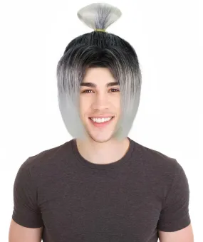 Adult Men's Anime Soccer Character Black and White Bun Wig | Perfect for Halloween | Flame retardant Synthetic Fiber