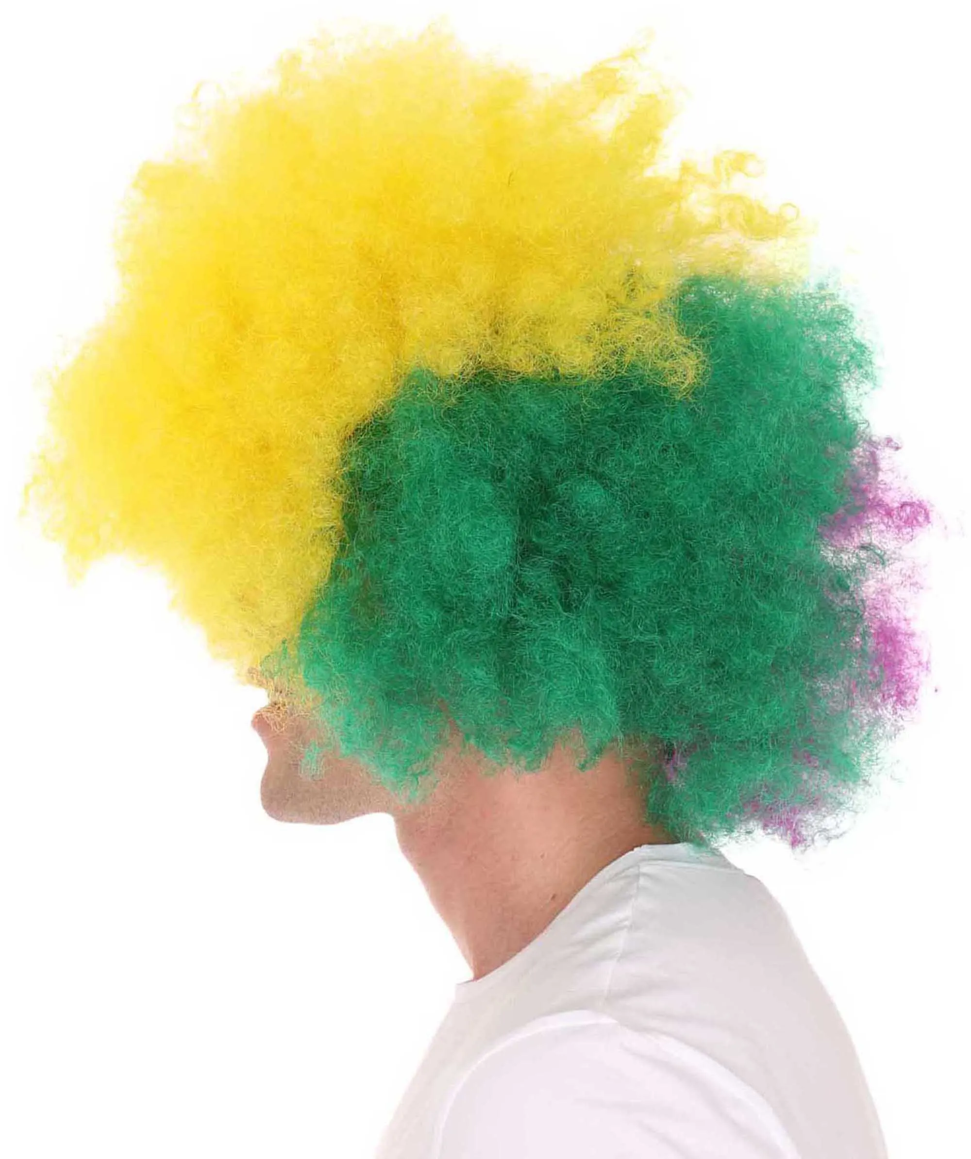 Adult Men's Carnival Mardi Gras Tri-Color Afro Style Wig | Halloween Multicolor Wig | Premium Breathable Capless Cap