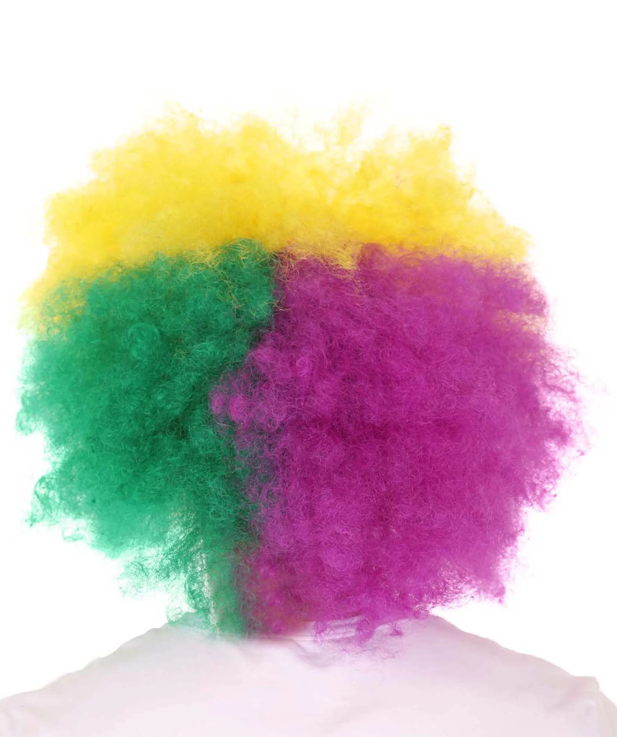 Adult Men's Carnival Mardi Gras Tri-Color Afro Style Wig | Halloween Multicolor Wig | Premium Breathable Capless Cap