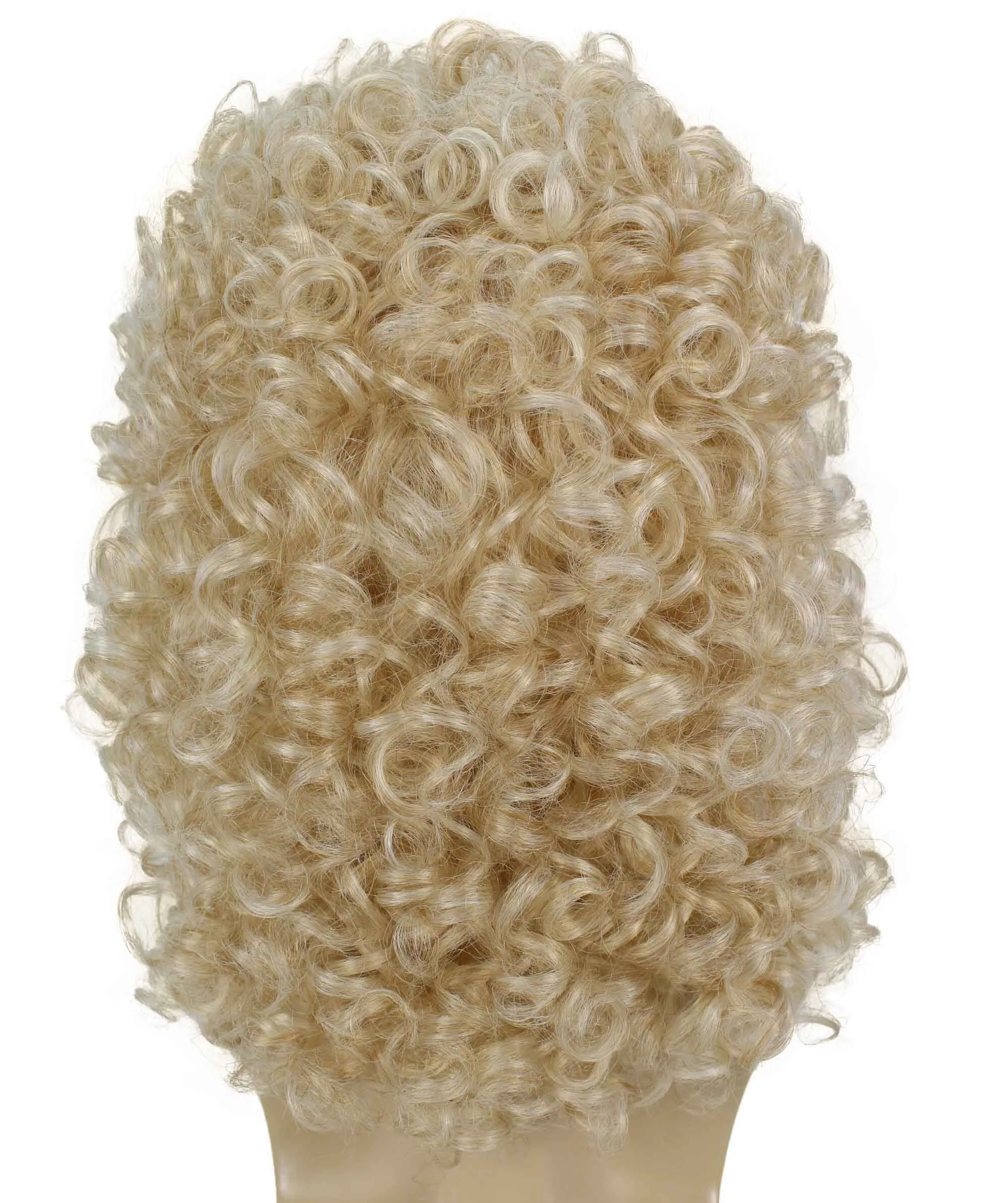 Adult Men’s Classic Long Curly Blond Singer Wig, Breathable Capless Cap, Flame-retardant Synthetic Fiber