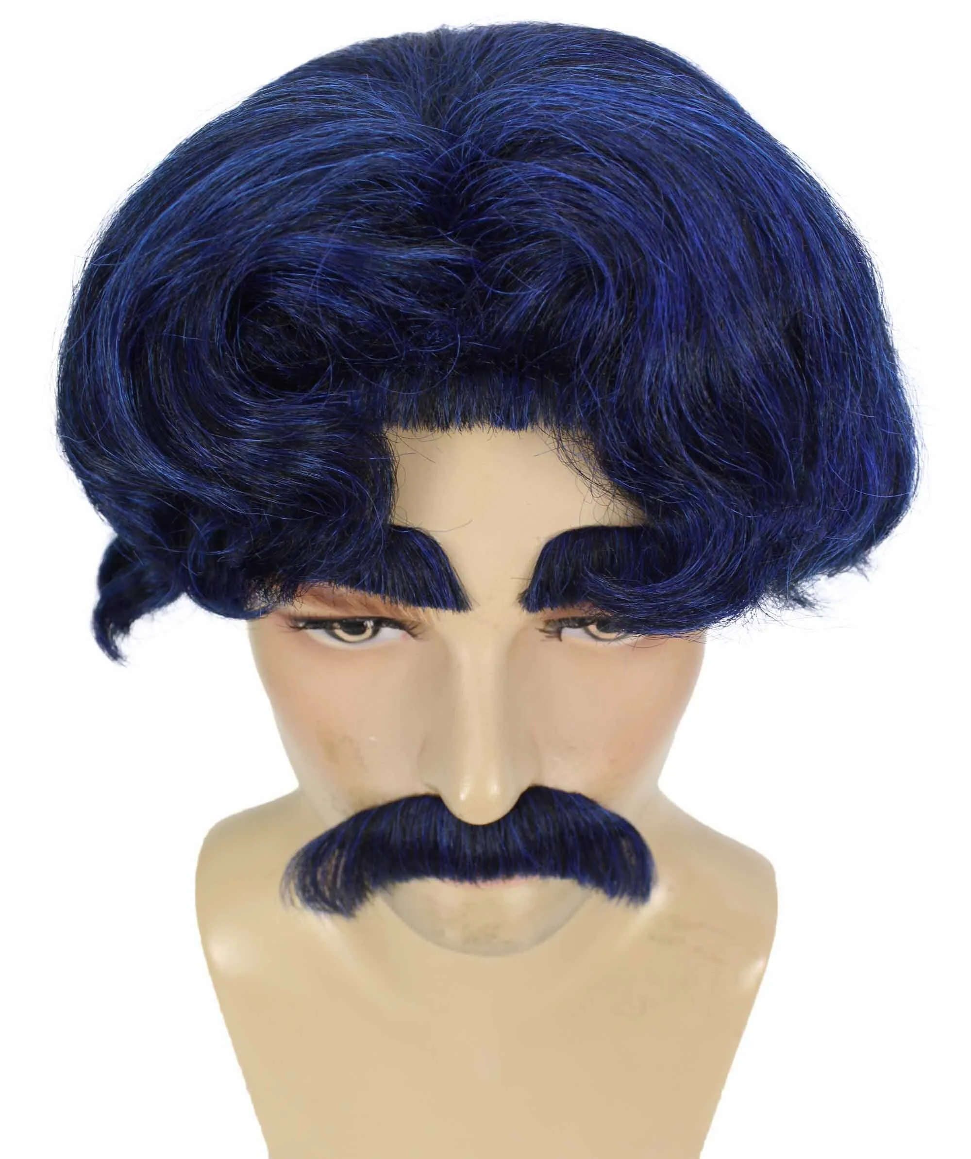 Adult Men's Dark Blue Anime Short Haired Wig | Perfect for Halloween | Flame retardant Synthetic Fiber
