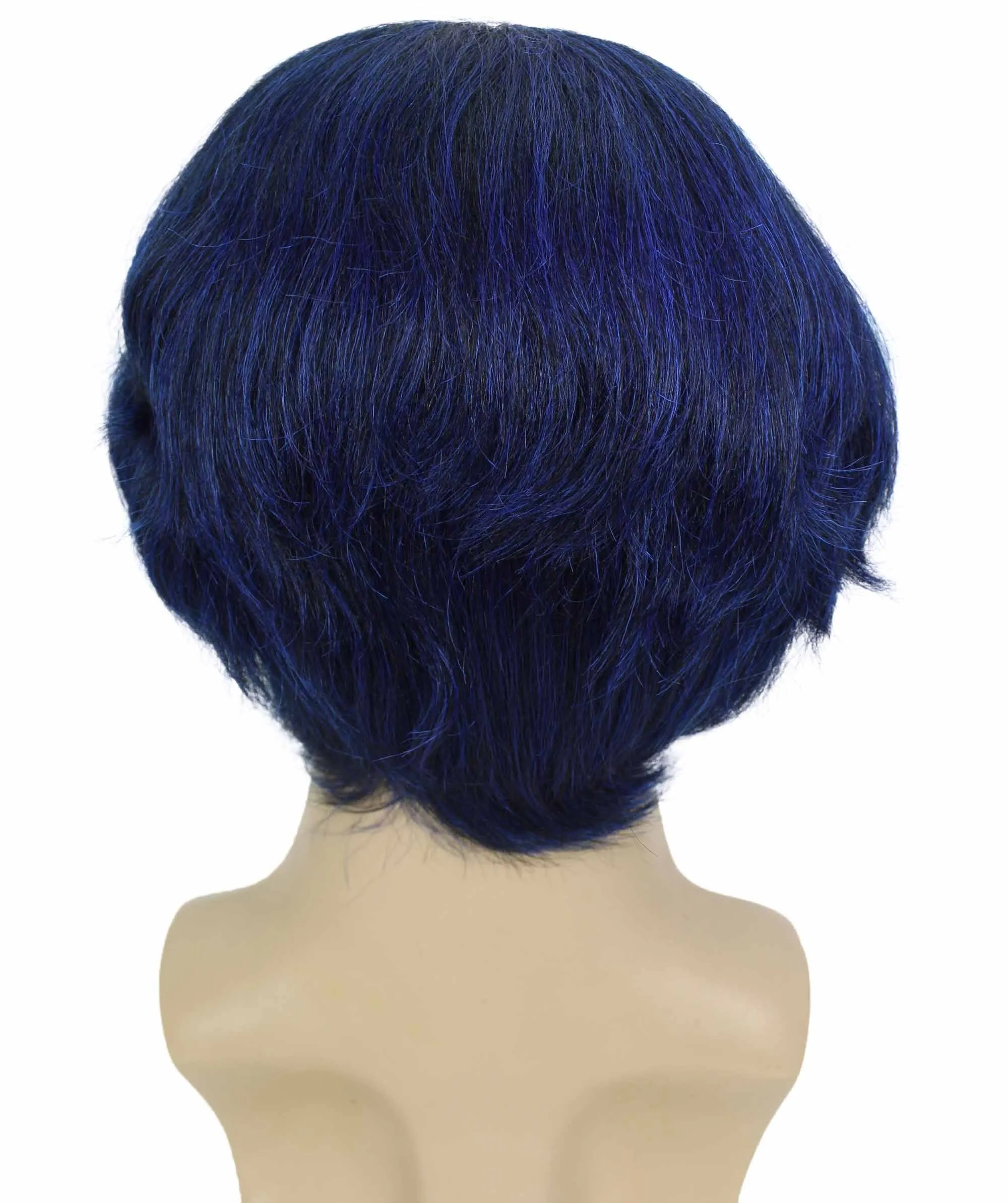 Adult Men's Dark Blue Anime Short Haired Wig | Perfect for Halloween | Flame retardant Synthetic Fiber