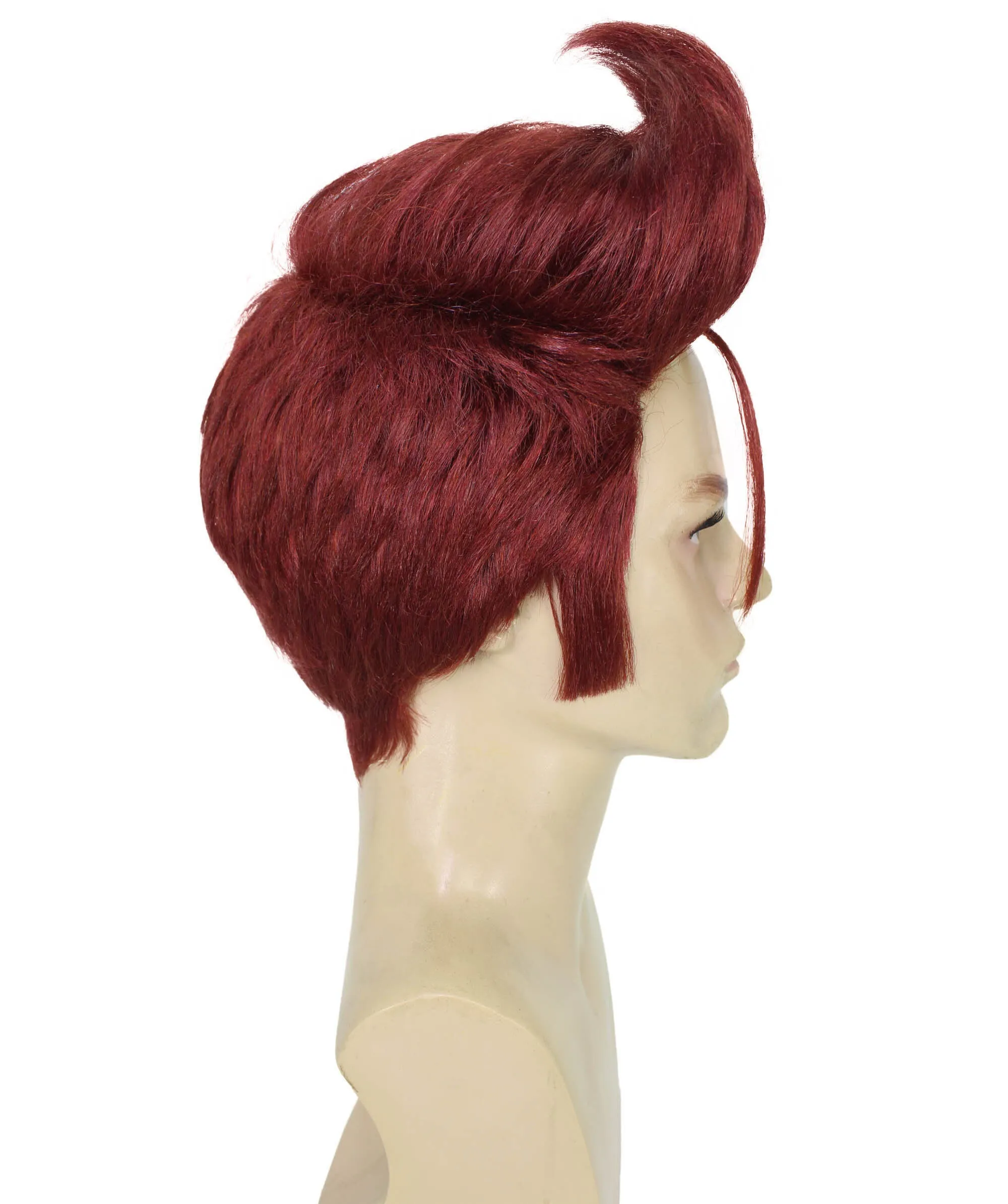 Adult Men's Fantasy Video Game Wig, Wine Red Perfect for Halloween, Synthetic Fiber, Cosplay Wig