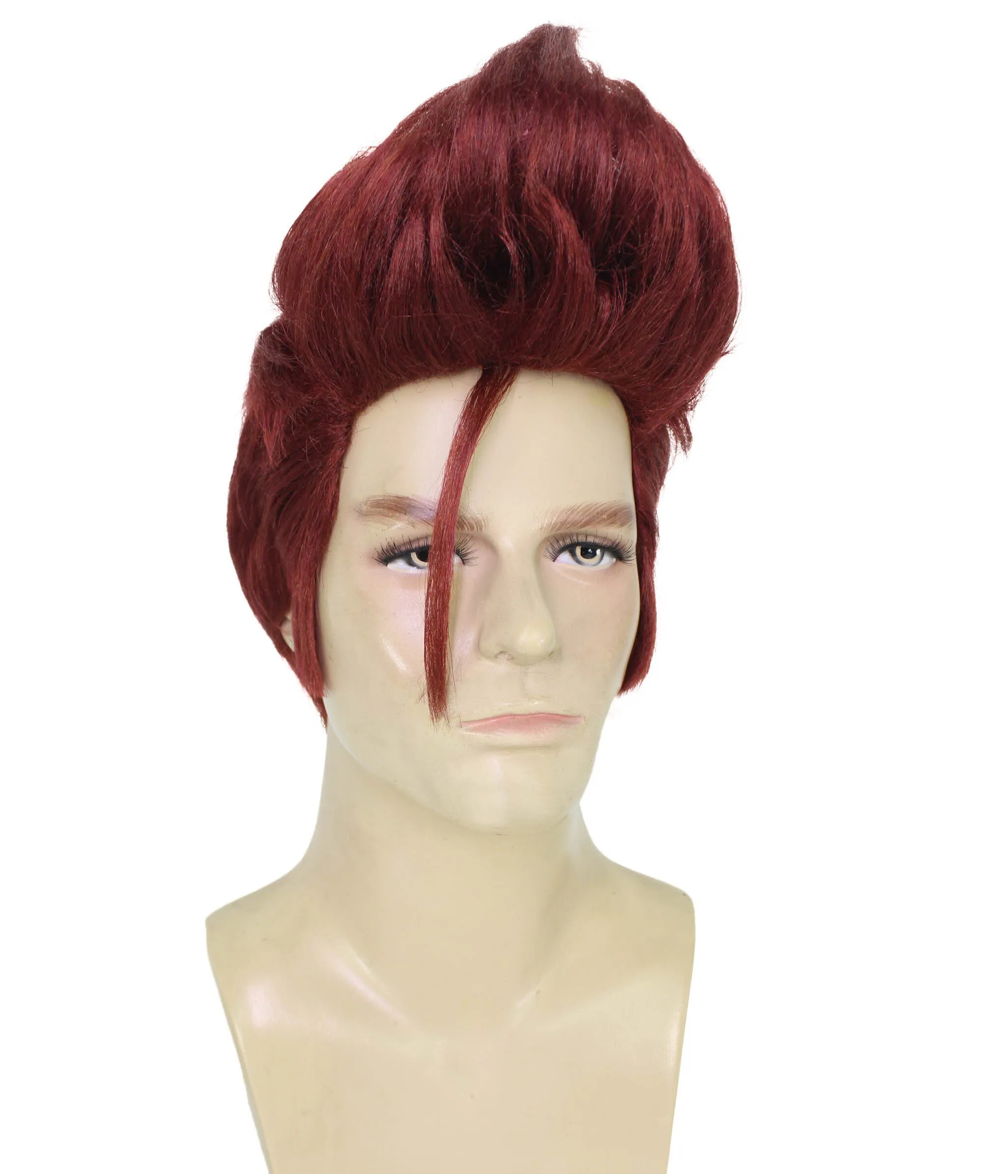 Adult Men's Fantasy Video Game Wig, Wine Red Perfect for Halloween, Synthetic Fiber, Cosplay Wig