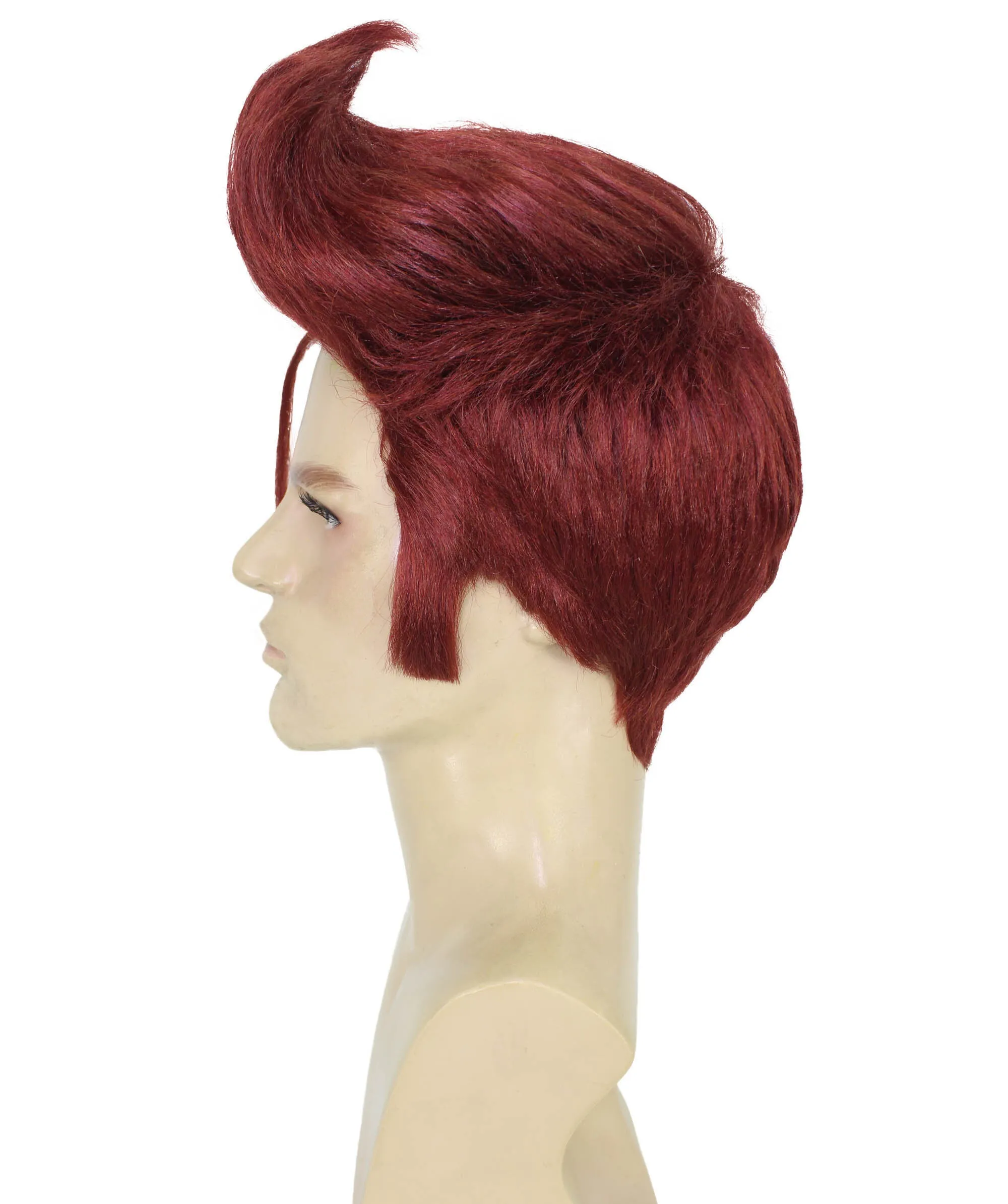 Adult Men's Fantasy Video Game Wig, Wine Red Perfect for Halloween, Synthetic Fiber, Cosplay Wig
