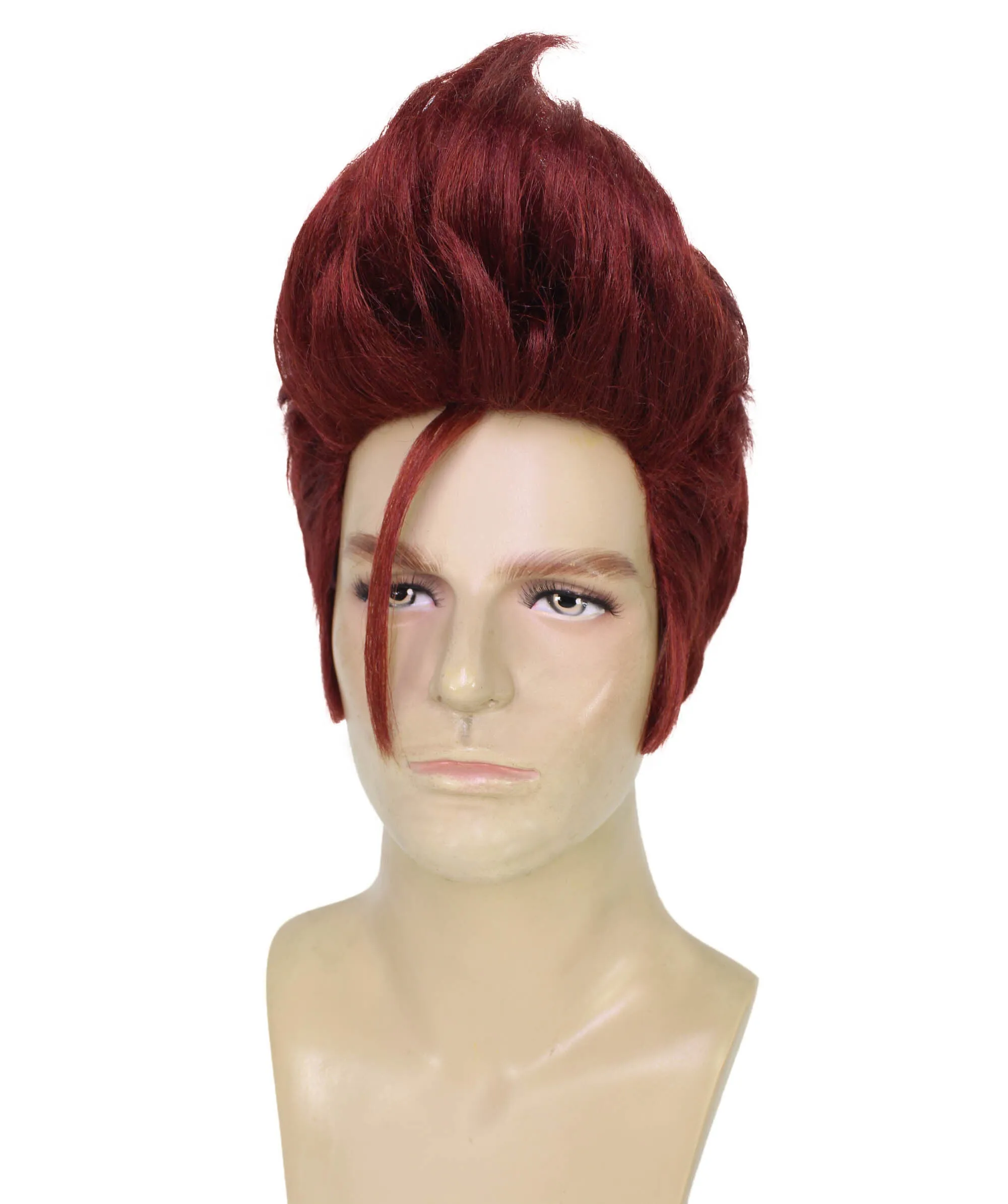 Adult Men's Fantasy Video Game Wig, Wine Red Perfect for Halloween, Synthetic Fiber, Cosplay Wig
