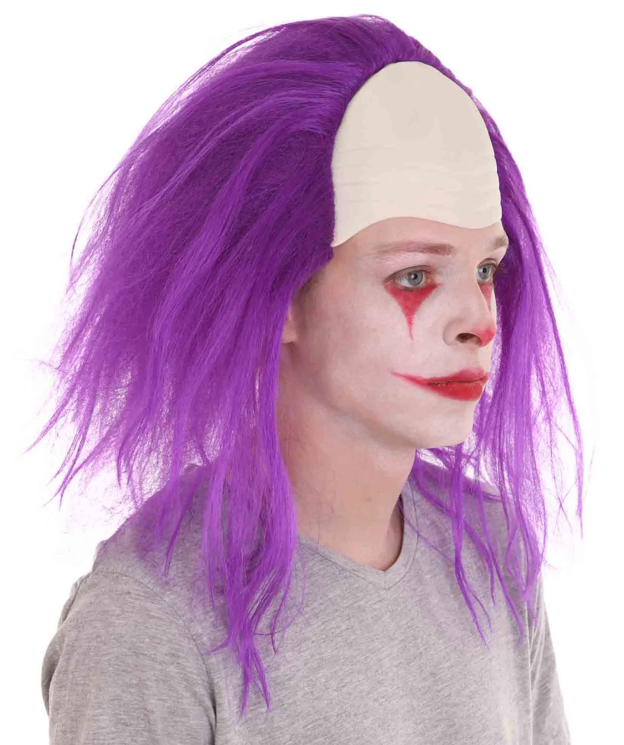 Adult Men's Funny Half Bald Head Wig | Suitable for Halloween and Cosplay | Multiple Color Options | Flame-retardant Synthetic Fiber