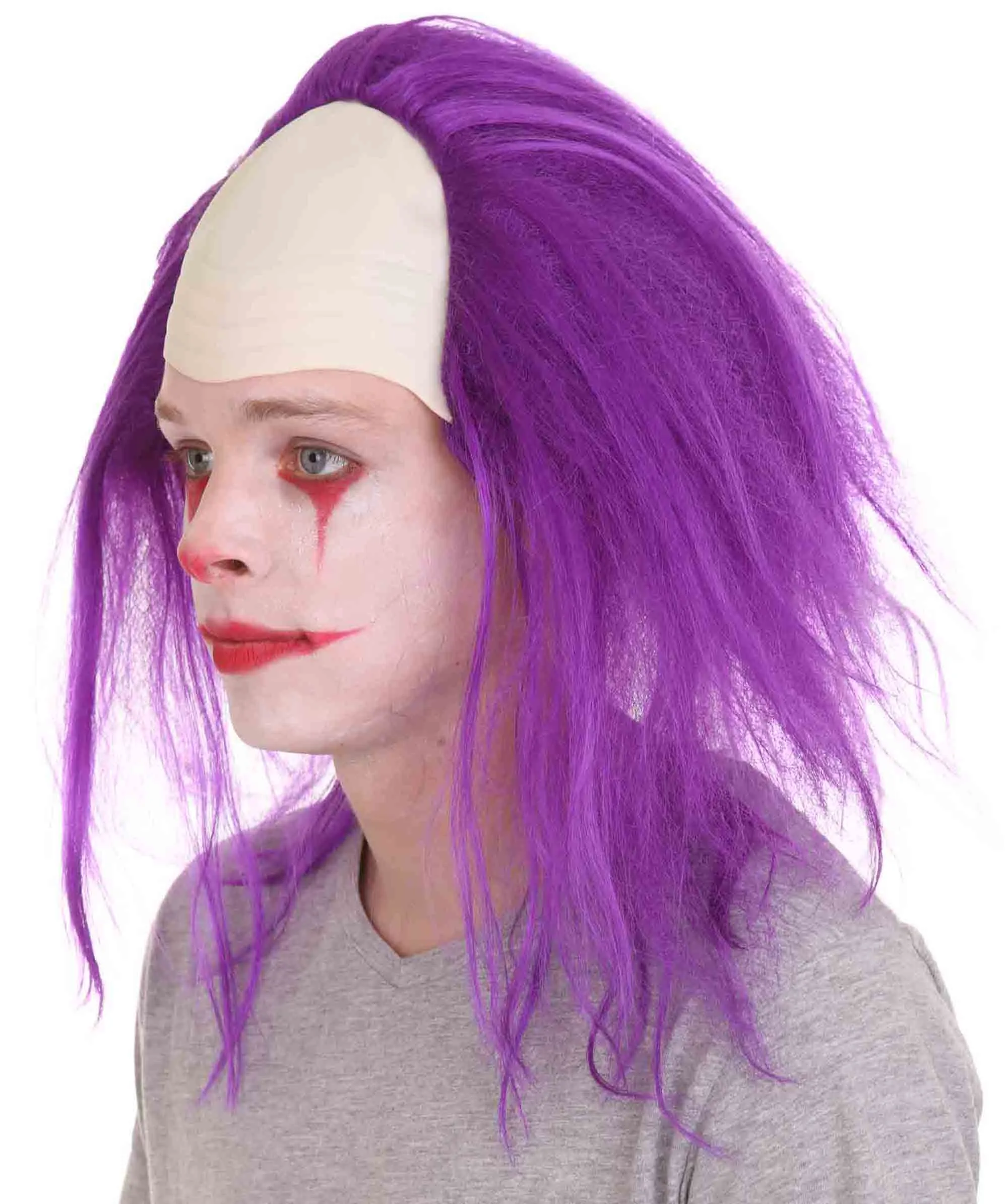 Adult Men's Funny Half Bald Head Wig | Suitable for Halloween and Cosplay | Multiple Color Options | Flame-retardant Synthetic Fiber