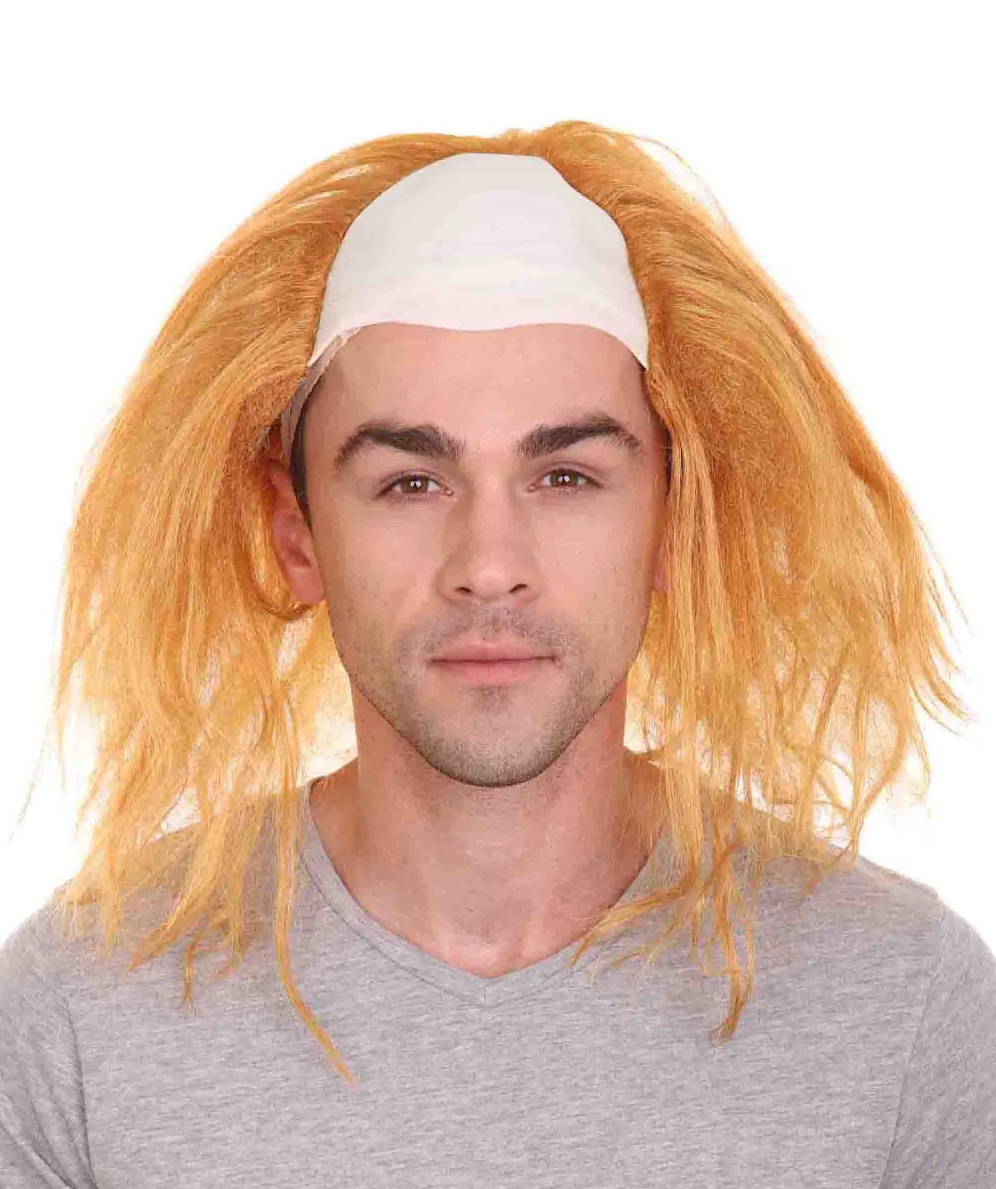 Adult Men's Funny Half Bald Head Wig | Suitable for Halloween and Cosplay | Multiple Color Options | Flame-retardant Synthetic Fiber
