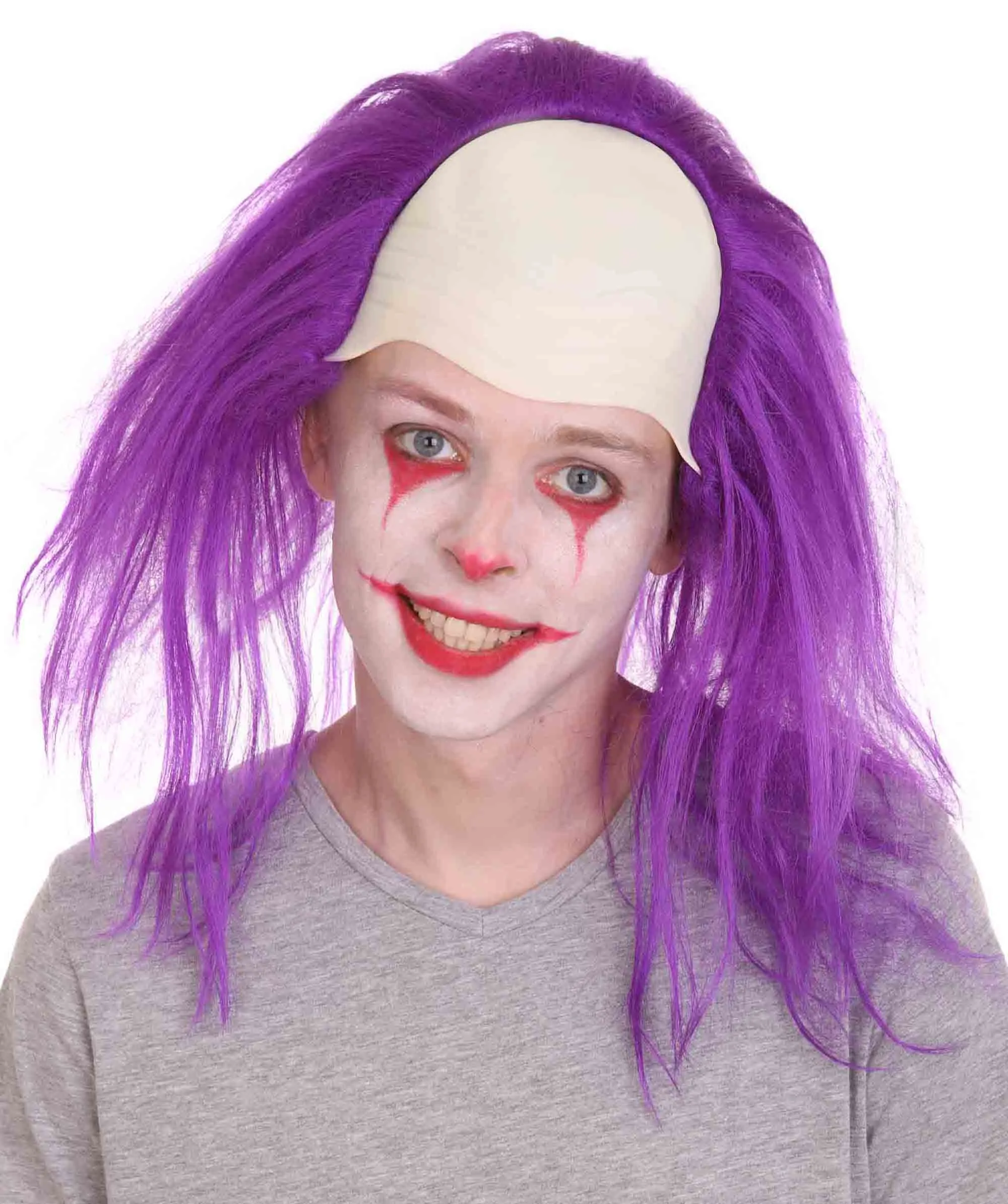 Adult Men's Funny Half Bald Head Wig | Suitable for Halloween and Cosplay | Multiple Color Options | Flame-retardant Synthetic Fiber
