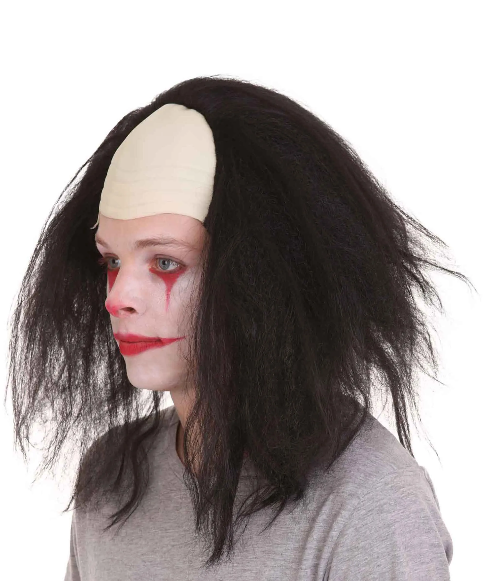 Adult Men's Funny Half Bald Head Wig | Suitable for Halloween and Cosplay | Multiple Color Options | Flame-retardant Synthetic Fiber