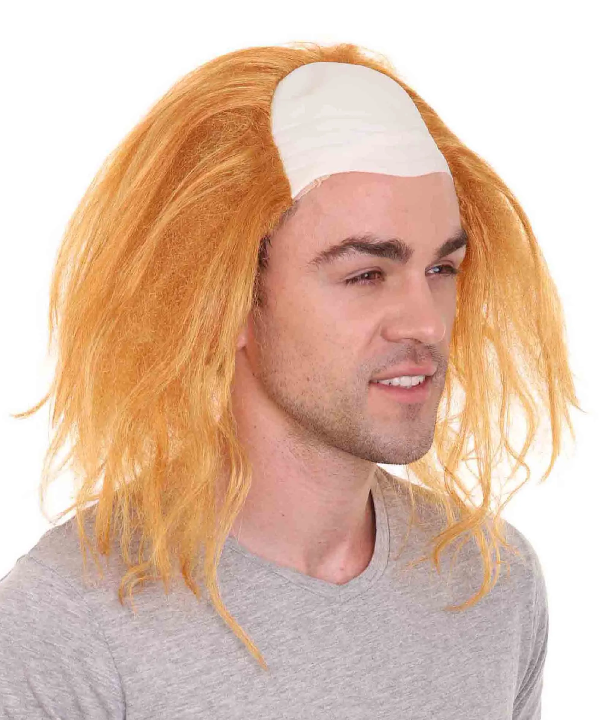 Adult Men's Funny Half Bald Head Wig | Suitable for Halloween and Cosplay | Multiple Color Options | Flame-retardant Synthetic Fiber