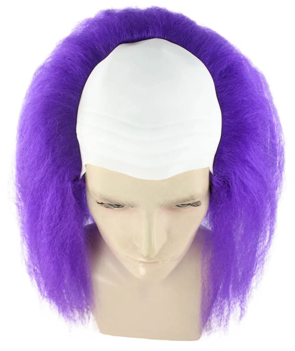 Adult Men's Funny Half Bald Head Wig | Suitable for Halloween and Cosplay | Multiple Color Options | Flame-retardant Synthetic Fiber