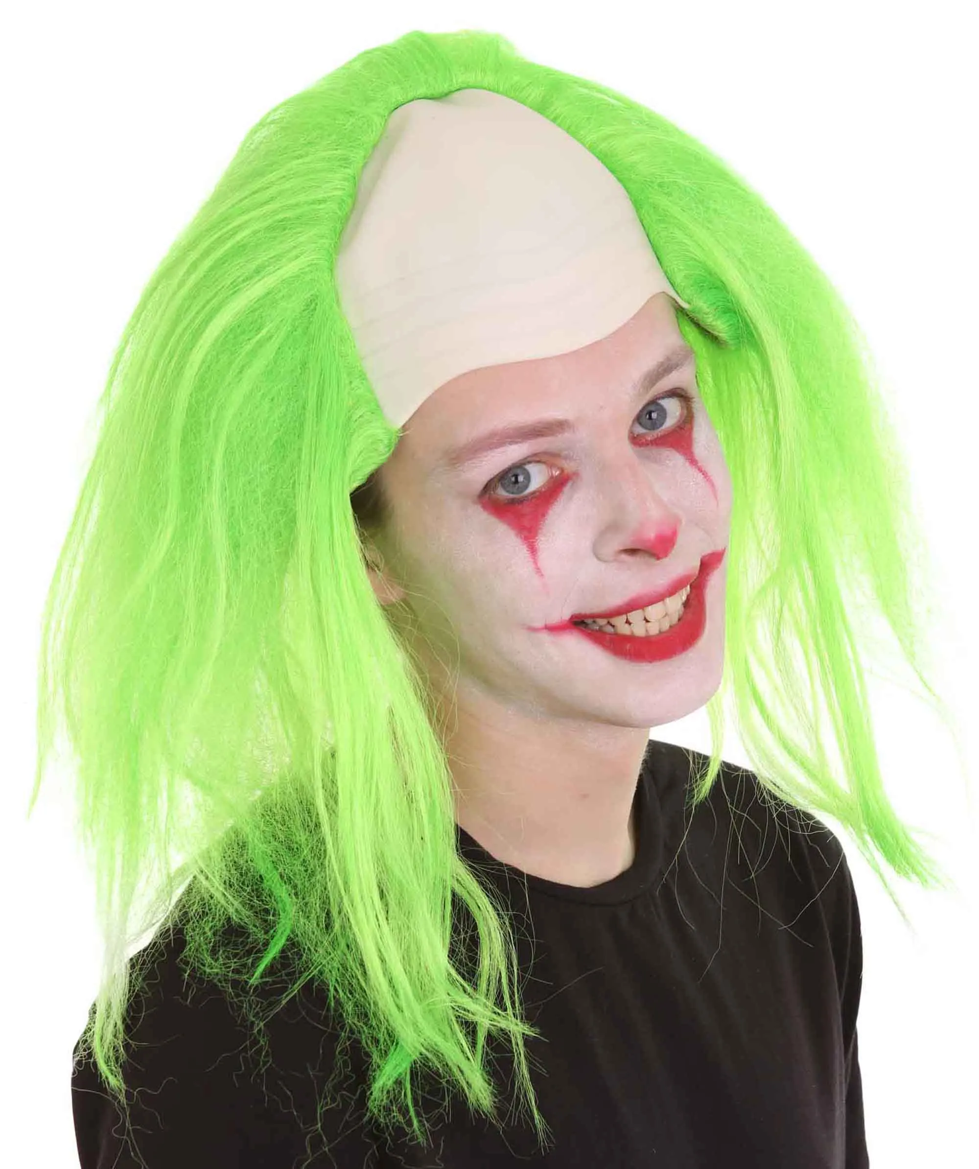 Adult Men's Funny Half Bald Head Wig | Suitable for Halloween and Cosplay | Multiple Color Options | Flame-retardant Synthetic Fiber