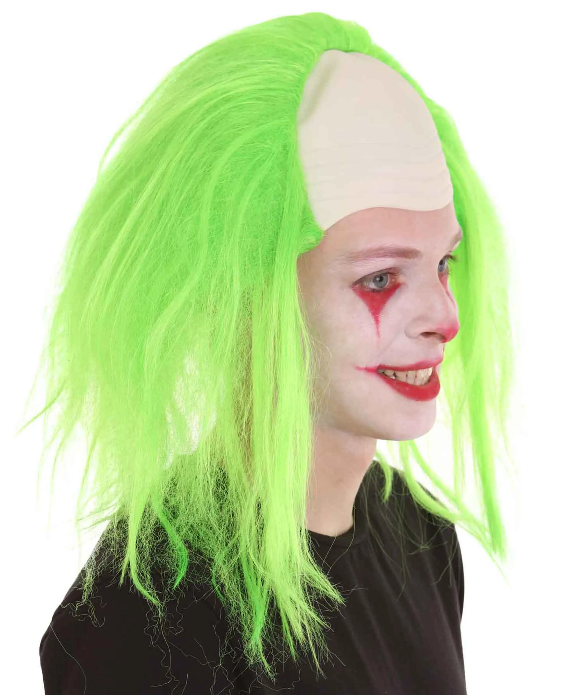 Adult Men's Funny Half Bald Head Wig | Suitable for Halloween and Cosplay | Multiple Color Options | Flame-retardant Synthetic Fiber