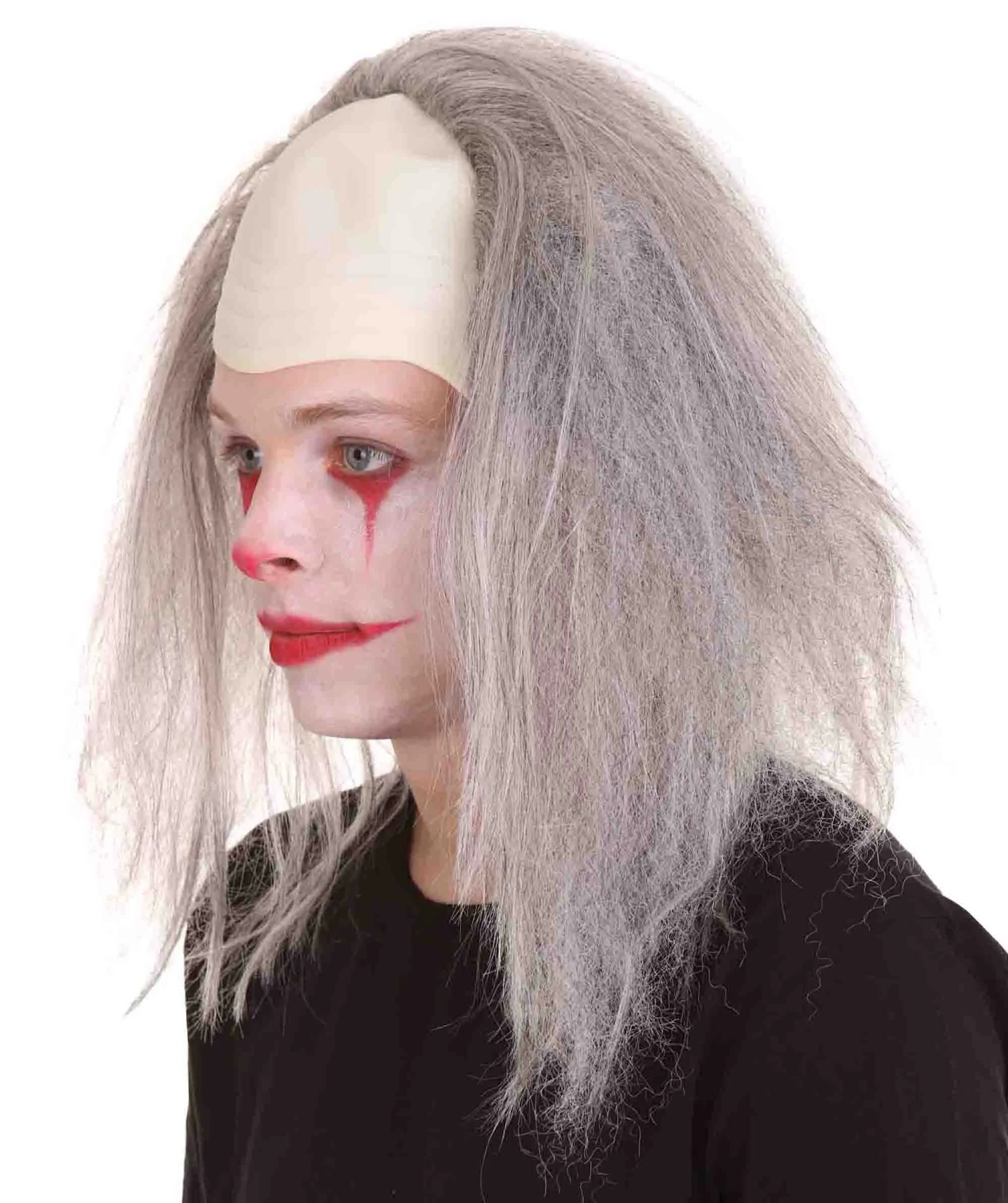 Adult Men's Funny Half Bald Head Wig | Suitable for Halloween and Cosplay | Multiple Color Options | Flame-retardant Synthetic Fiber