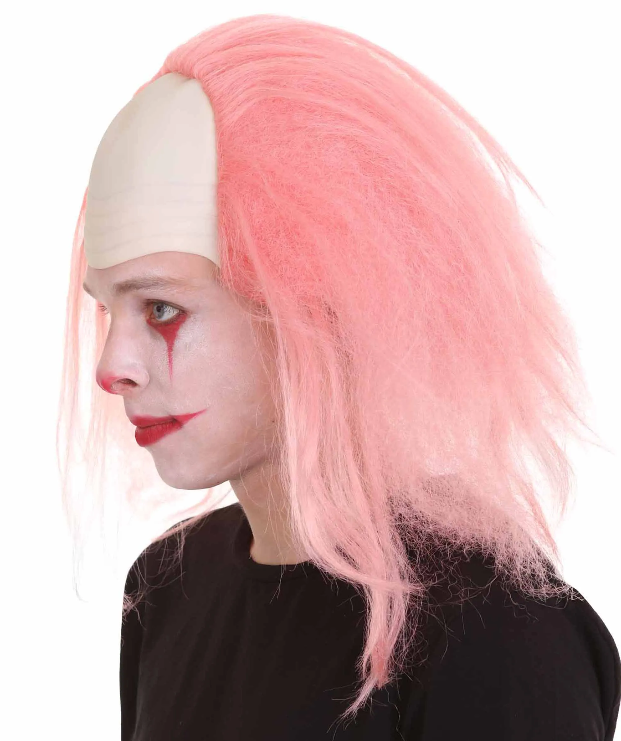 Adult Men's Funny Half Bald Head Wig | Suitable for Halloween and Cosplay | Multiple Color Options | Flame-retardant Synthetic Fiber