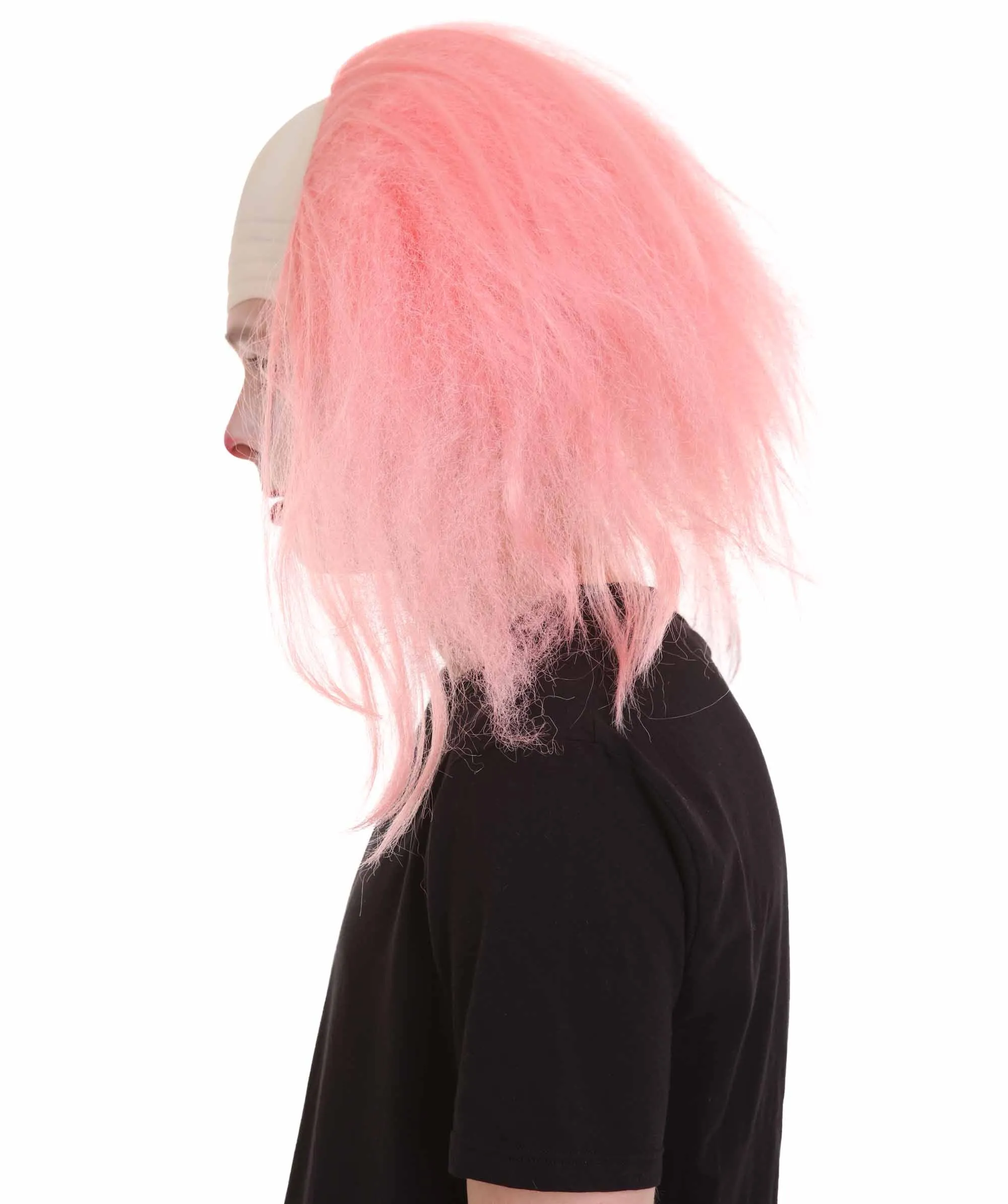 Adult Men's Funny Half Bald Head Wig | Suitable for Halloween and Cosplay | Multiple Color Options | Flame-retardant Synthetic Fiber