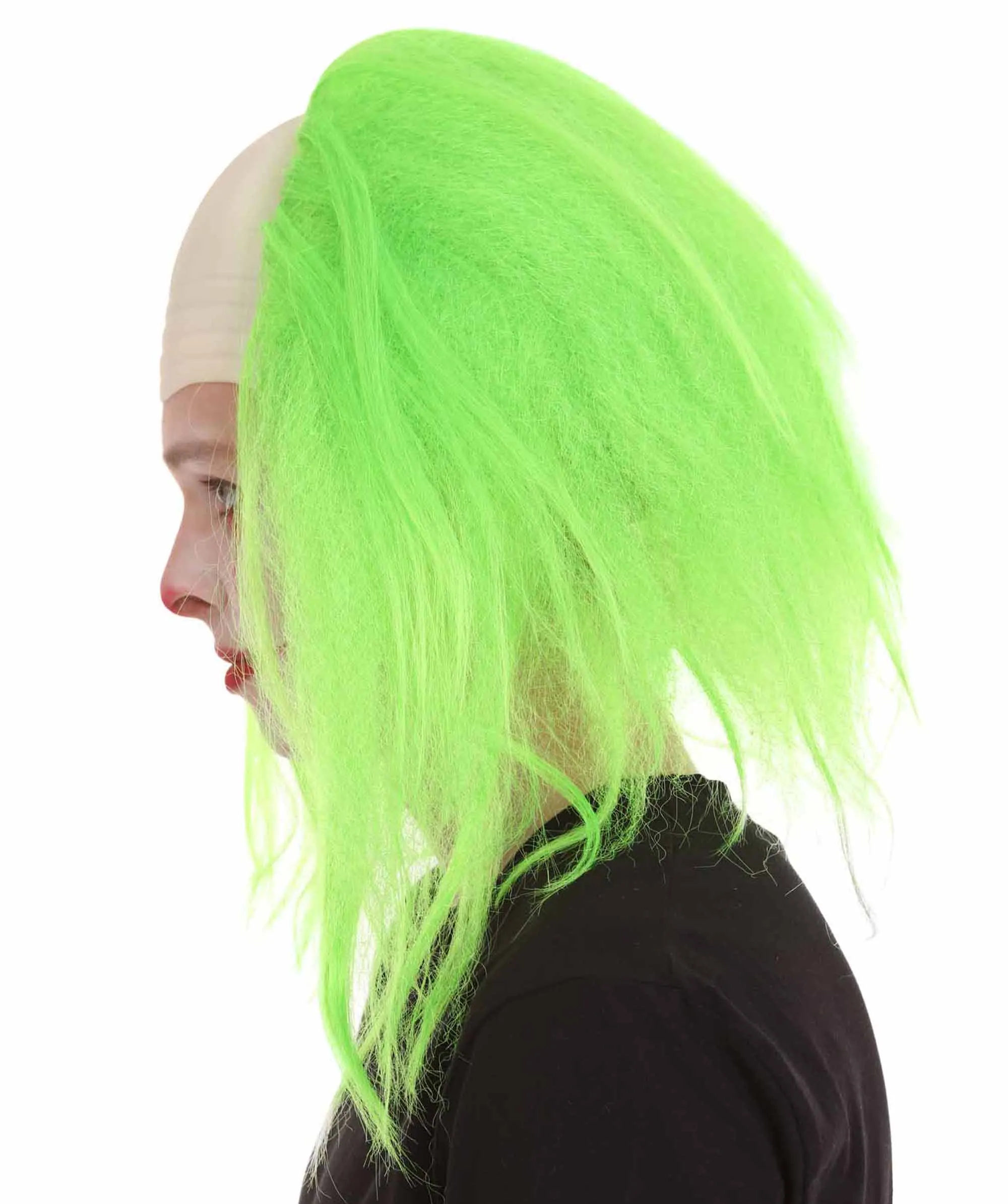 Adult Men's Funny Half Bald Head Wig | Suitable for Halloween and Cosplay | Multiple Color Options | Flame-retardant Synthetic Fiber