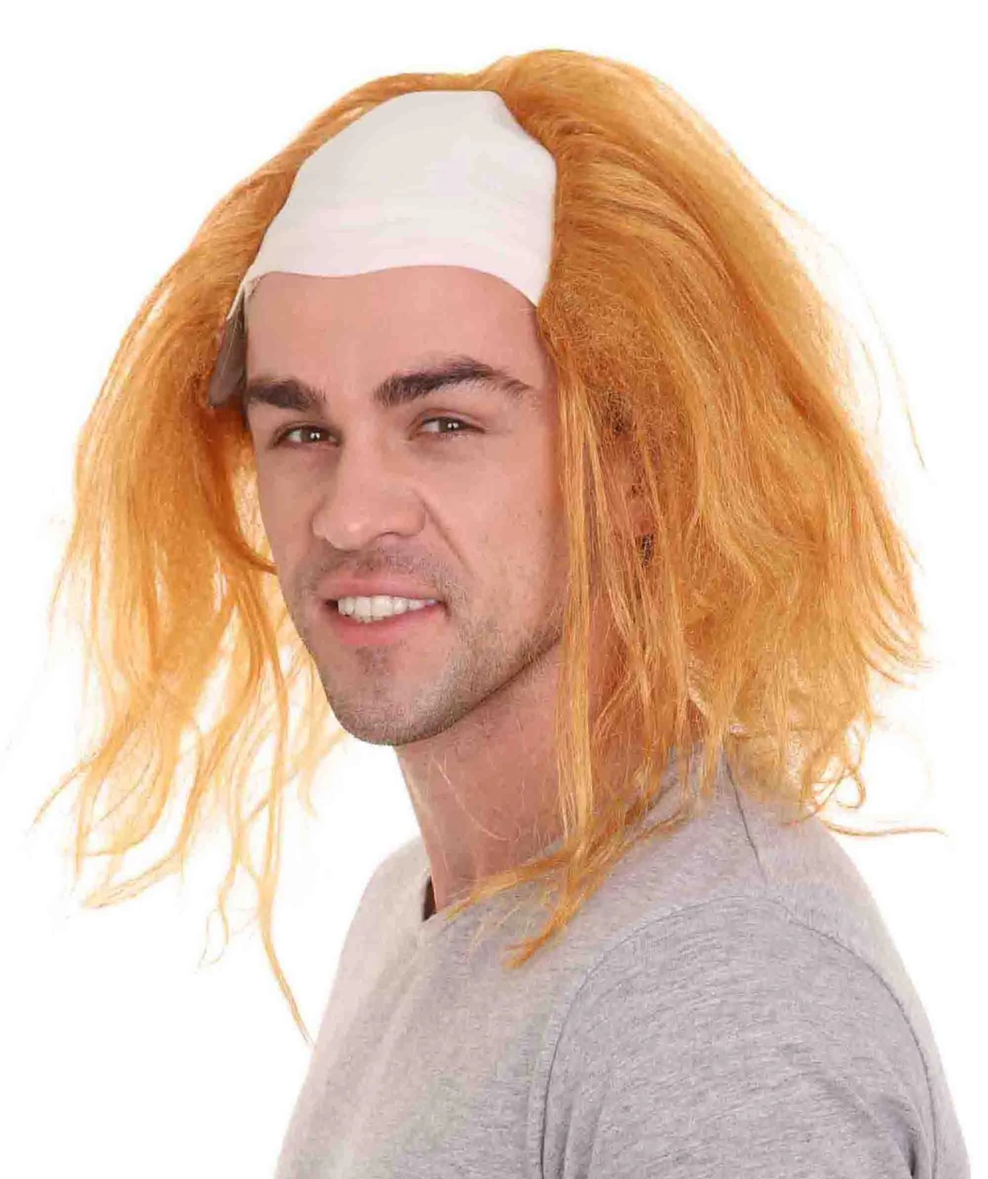 Adult Men's Funny Half Bald Head Wig | Suitable for Halloween and Cosplay | Multiple Color Options | Flame-retardant Synthetic Fiber