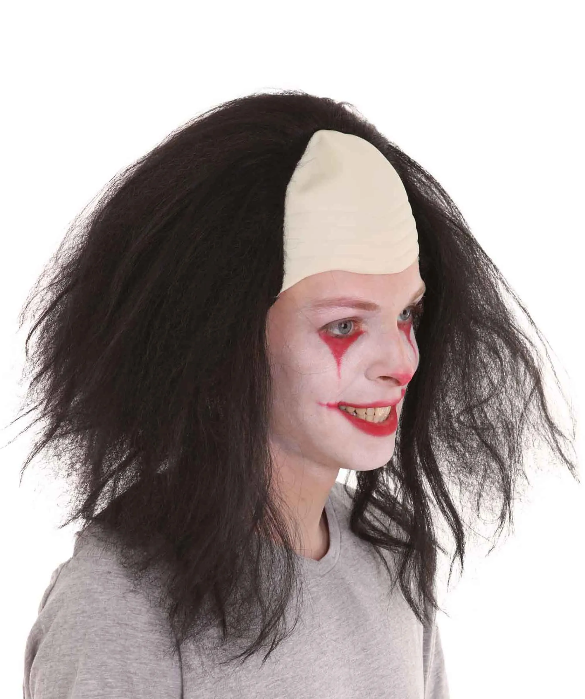 Adult Men's Funny Half Bald Head Wig | Suitable for Halloween and Cosplay | Multiple Color Options | Flame-retardant Synthetic Fiber