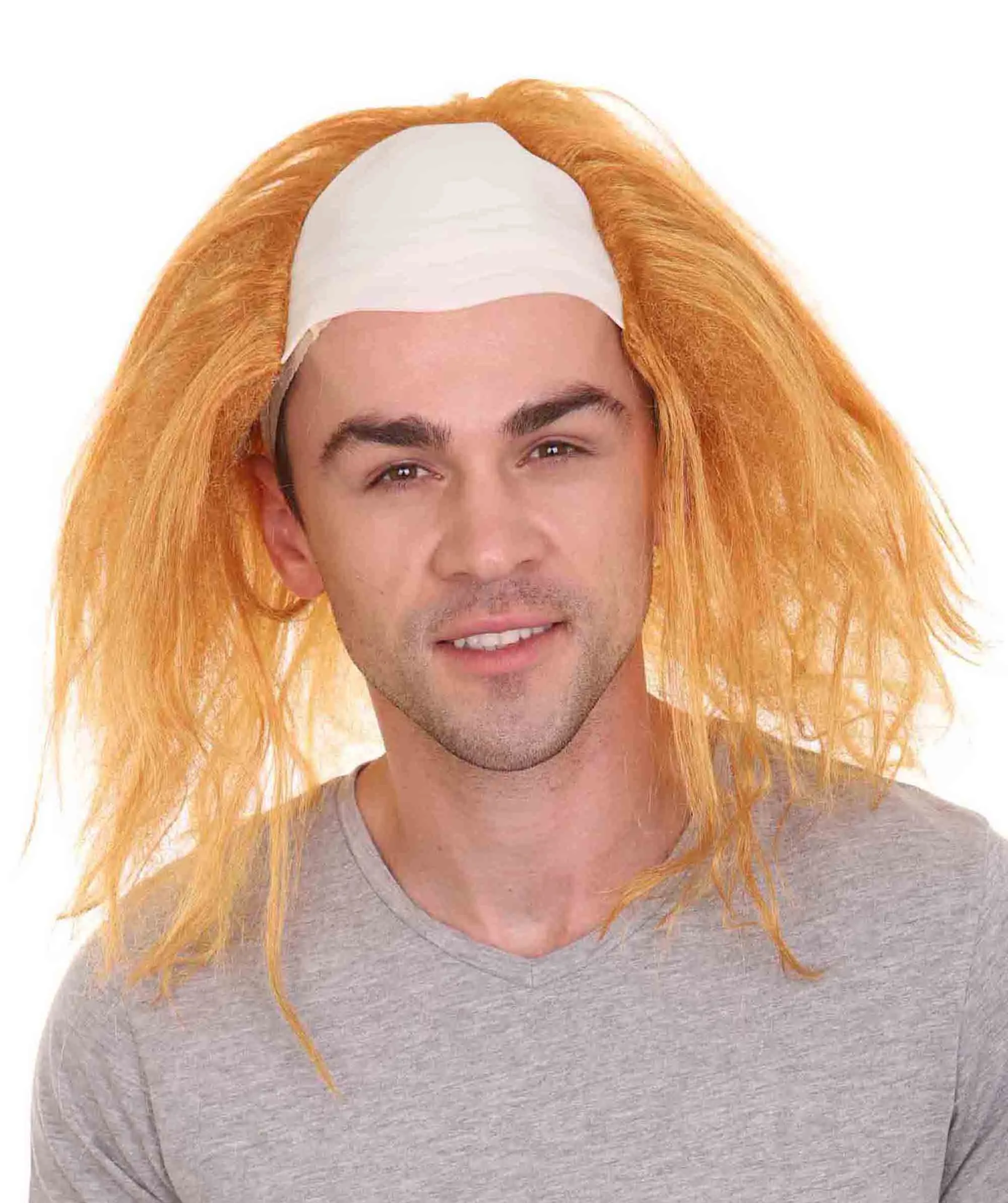 Adult Men's Funny Half Bald Head Wig | Suitable for Halloween and Cosplay | Multiple Color Options | Flame-retardant Synthetic Fiber