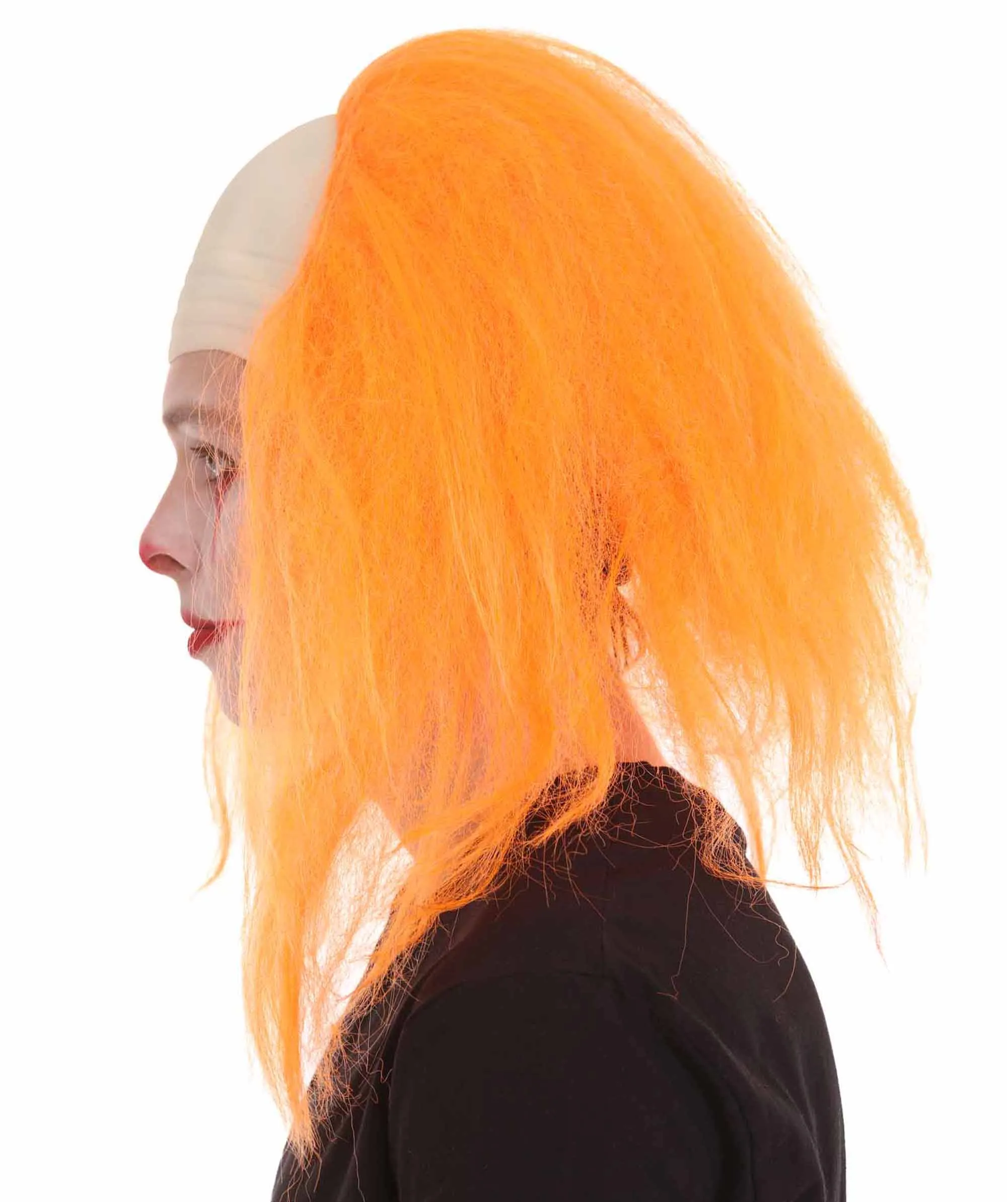Adult Men's Funny Half Bald Head Wig | Suitable for Halloween and Cosplay | Multiple Color Options | Flame-retardant Synthetic Fiber